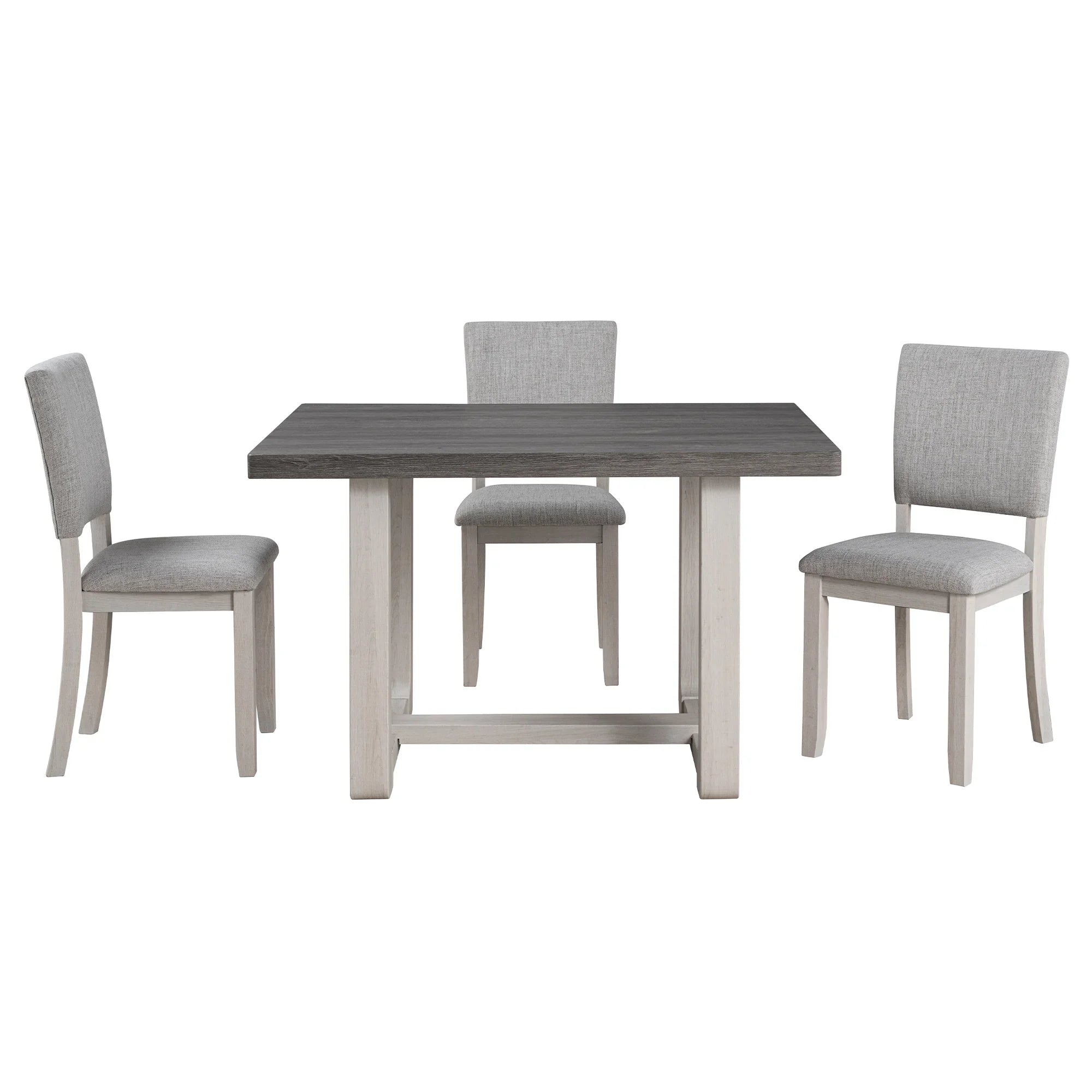 Juego de mesa de comedor de 5 piezas de madera maciza de caucho de 48" de ancho con respaldo de silla en forma de diamante