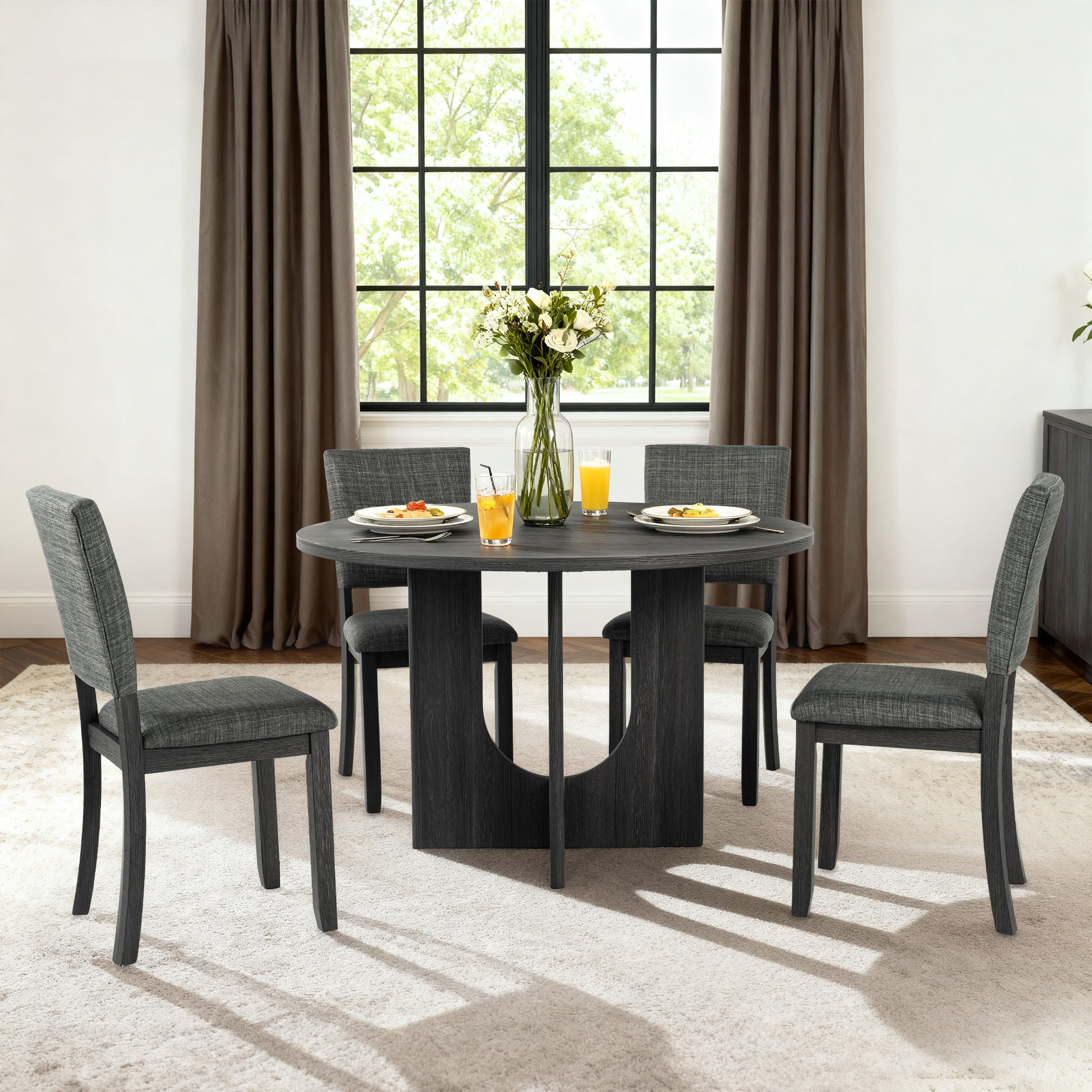 Oberto 47.3" Round Dining Table, Four Side Chairs Sold Separately
