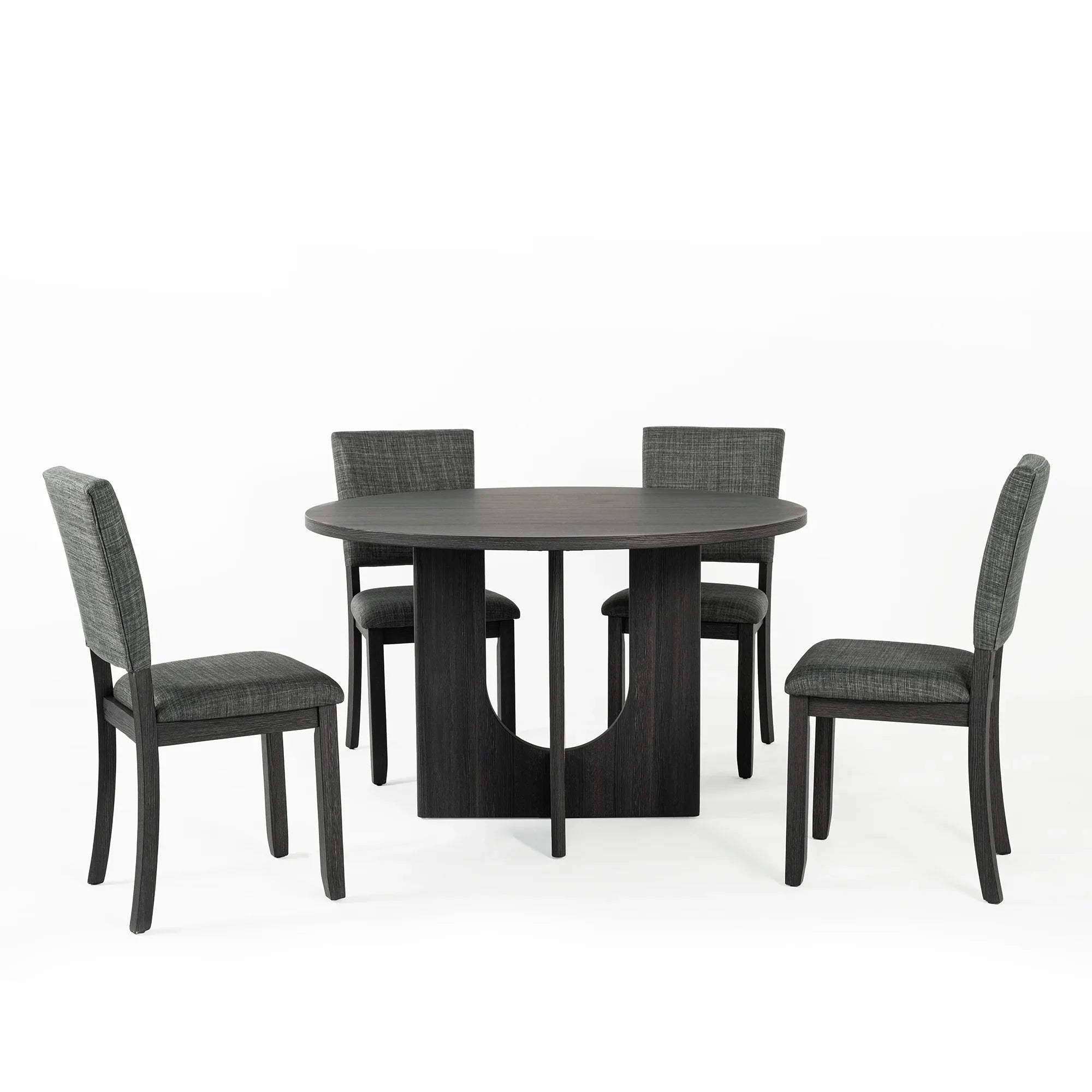 Juego de mesa de comedor de 5 piezas de madera maciza de caucho de 48" de ancho con respaldo de silla en forma de diamante