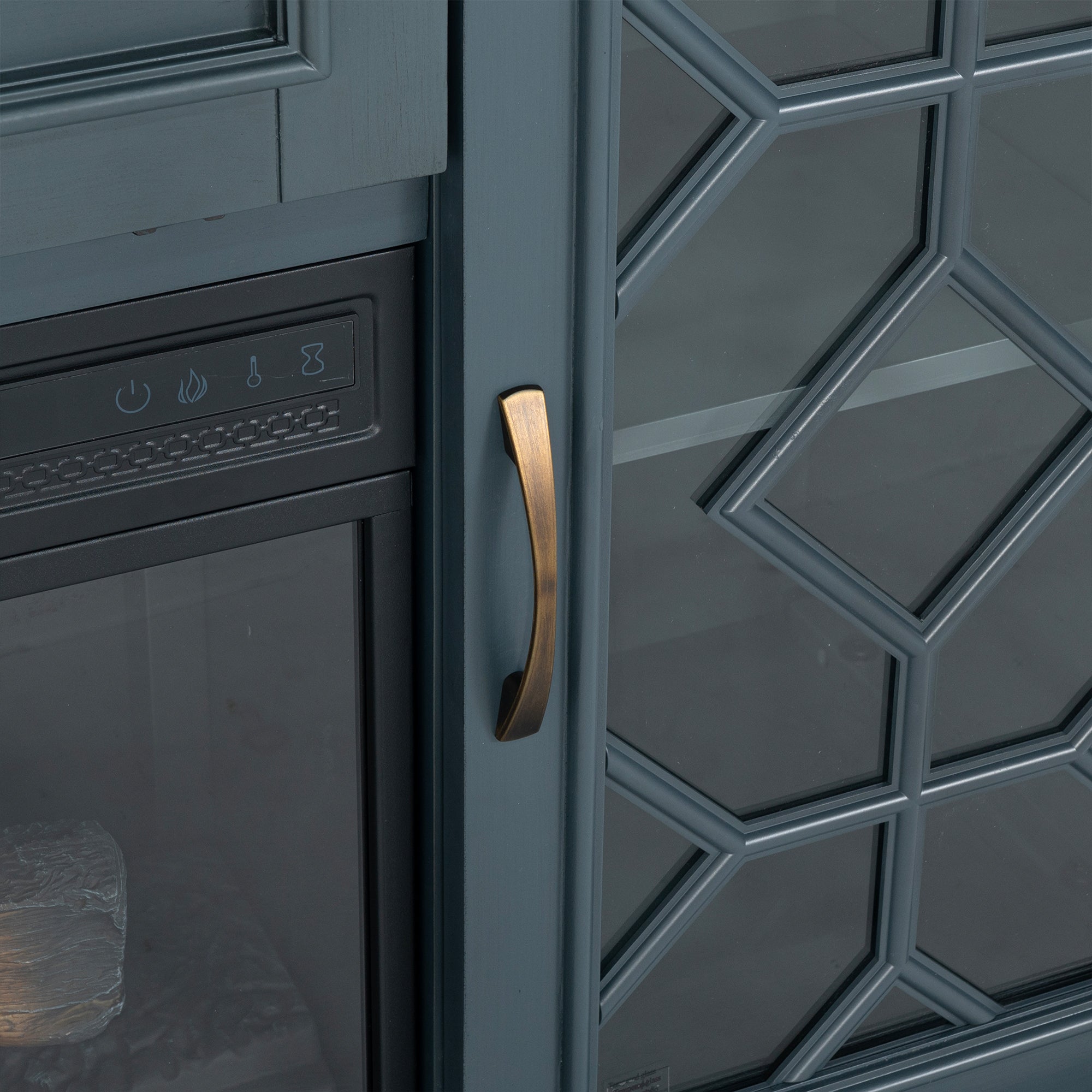 Mueble de TV rústico de 58" con chimenea eléctrica de 18" para sala de estar