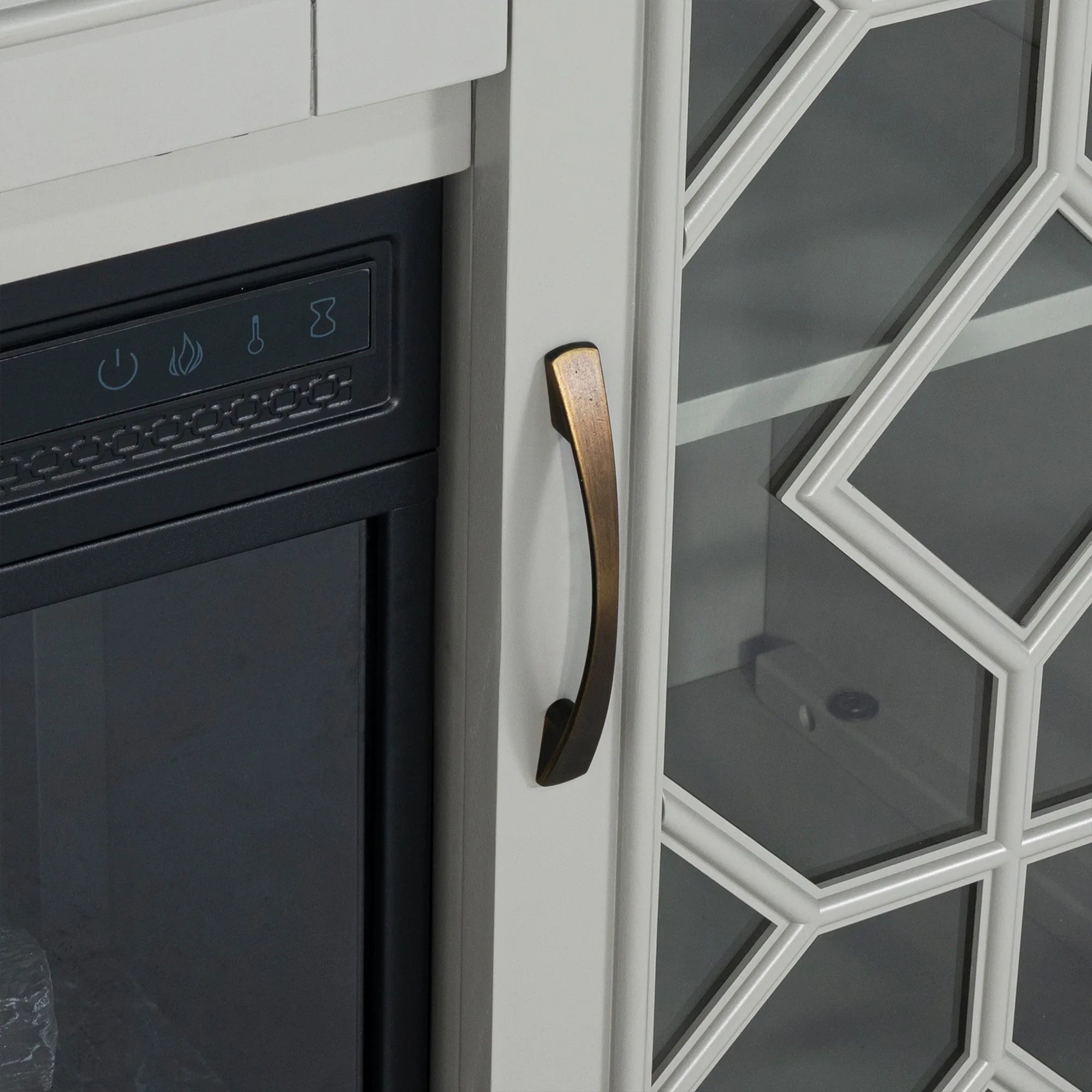 74 Inch Console TV Stand Storage Cabinets with Electric Fireplace for Living Room