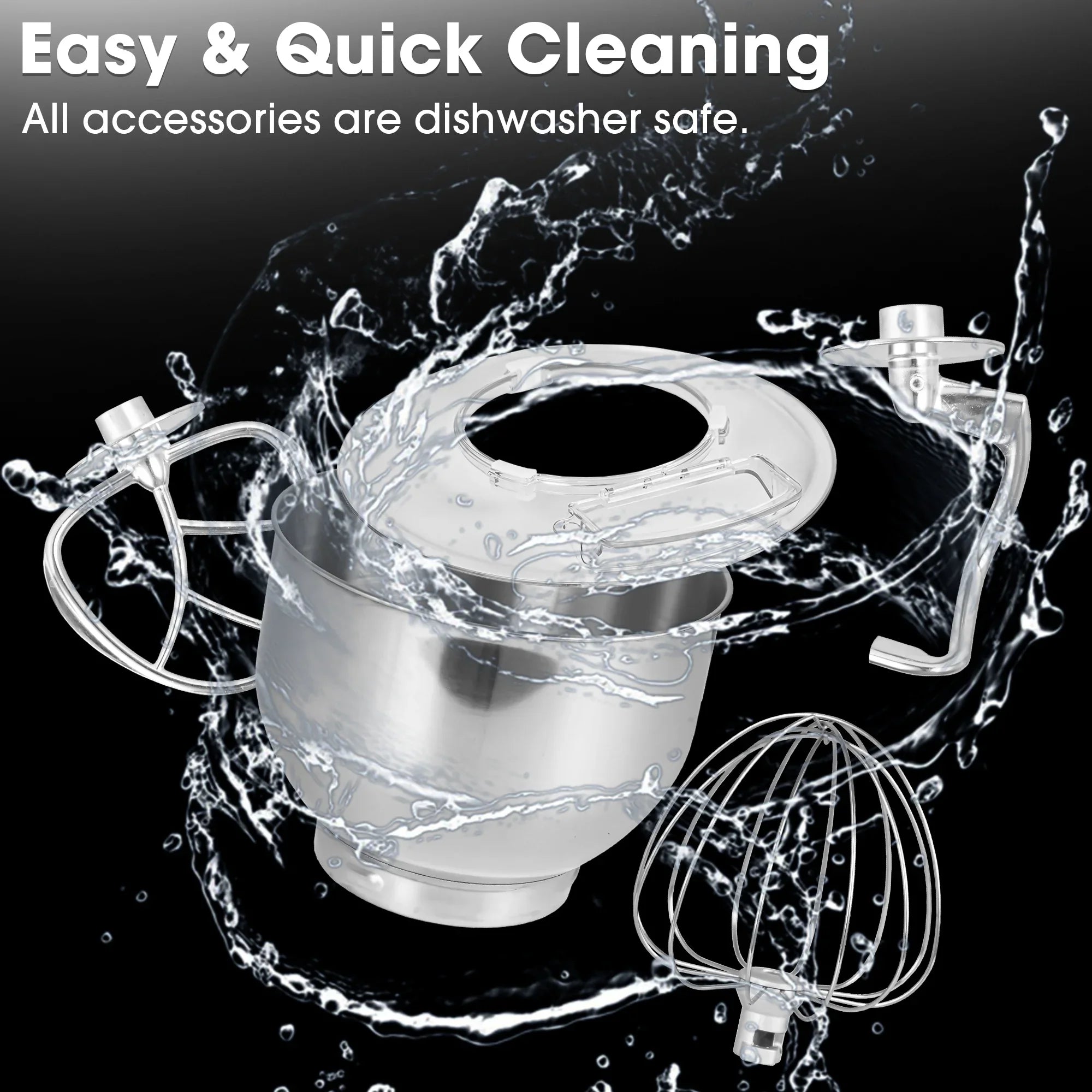 Parrot Uncle Kitchen Stand Mixer with Mixing Bowl, Dough Hook, Egg Whisk & Mixing Blade