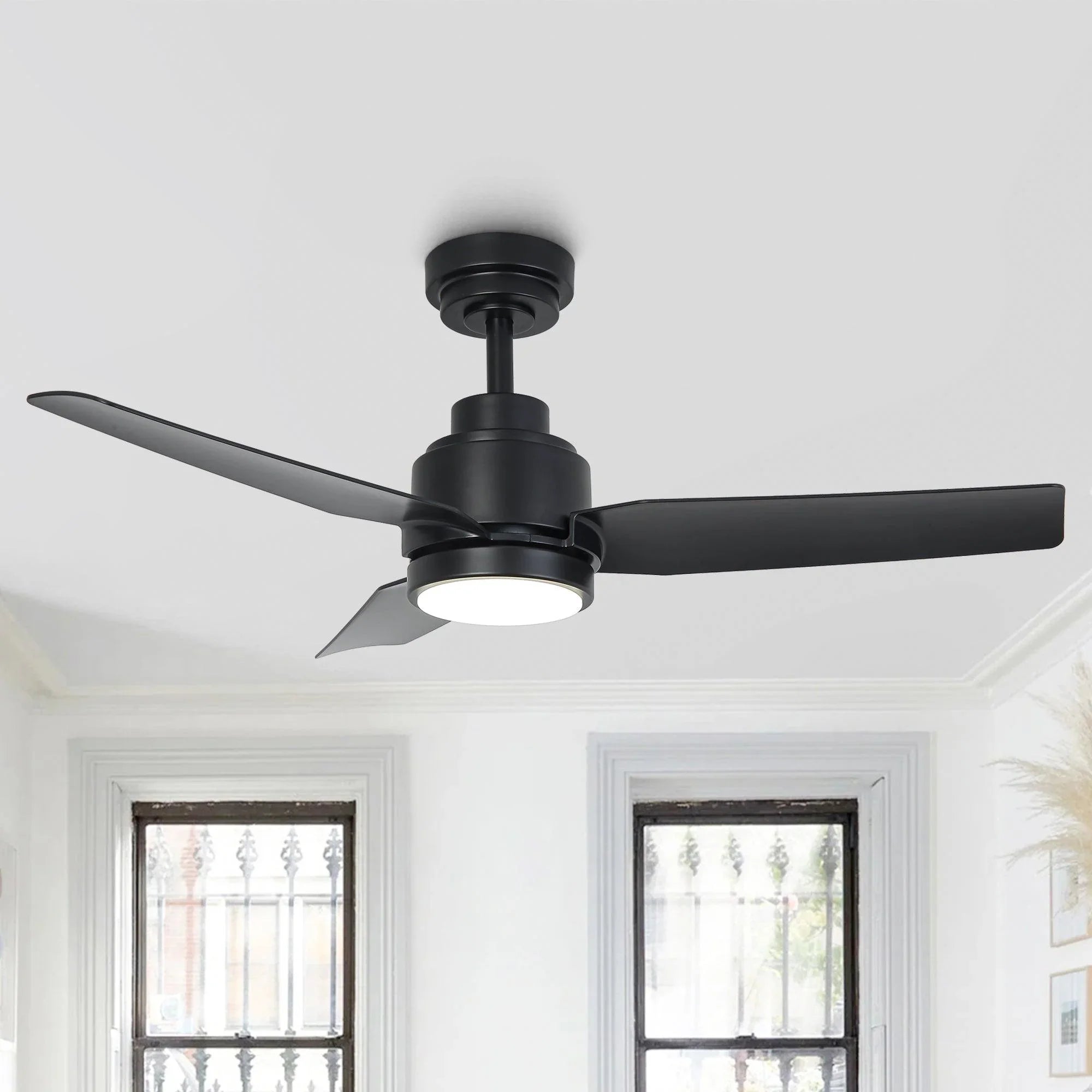 Vaczon 42 Inch DC Motor Modern Downrod Ceiling Fan with LED Light and Remote Control
