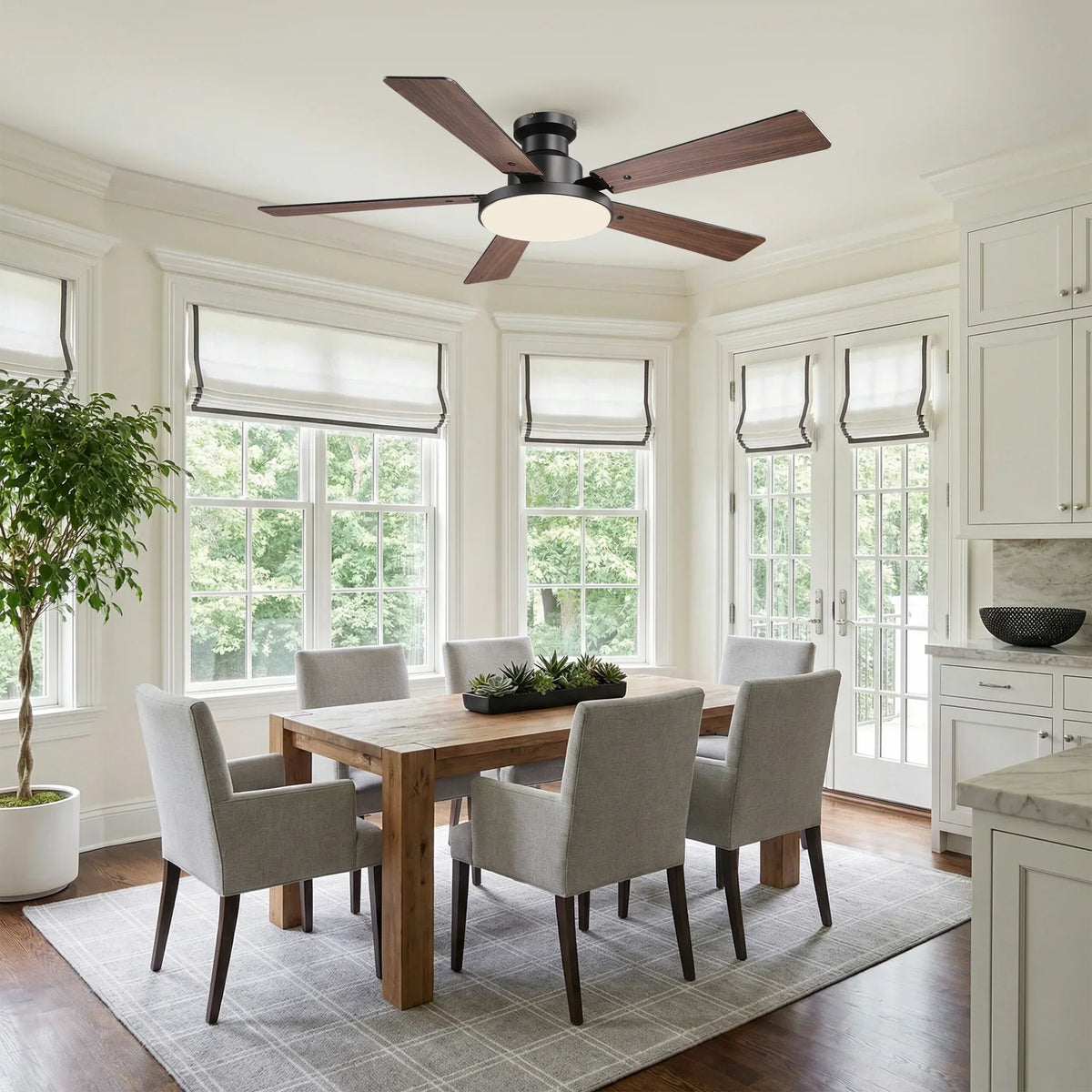 Vaczon 52" Riva Double-sided Blades LED Flush mount Ceiling Fan