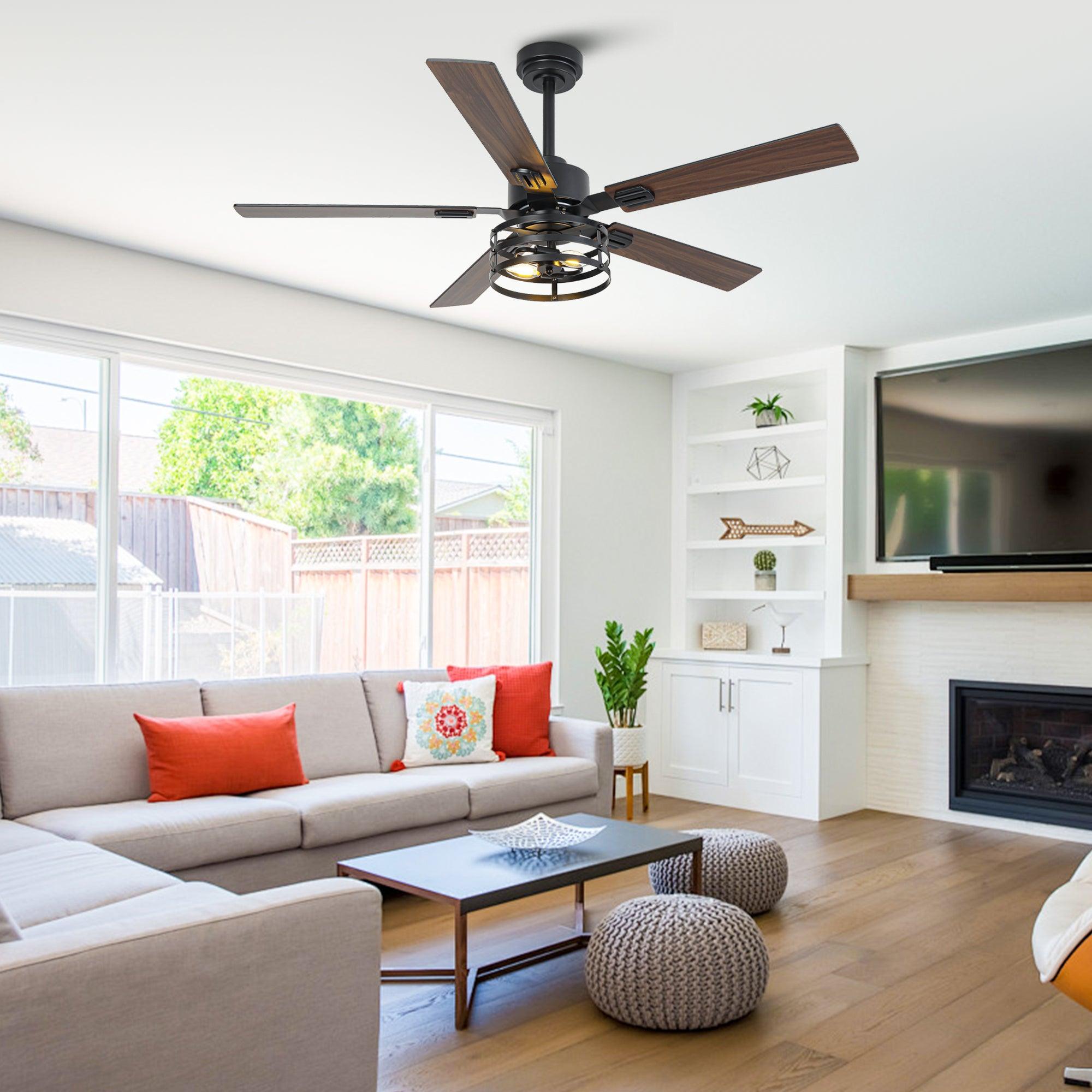 Ventilador de techo industrial Vaczon de 52 pulgadas con motor de CC, luz y control remoto