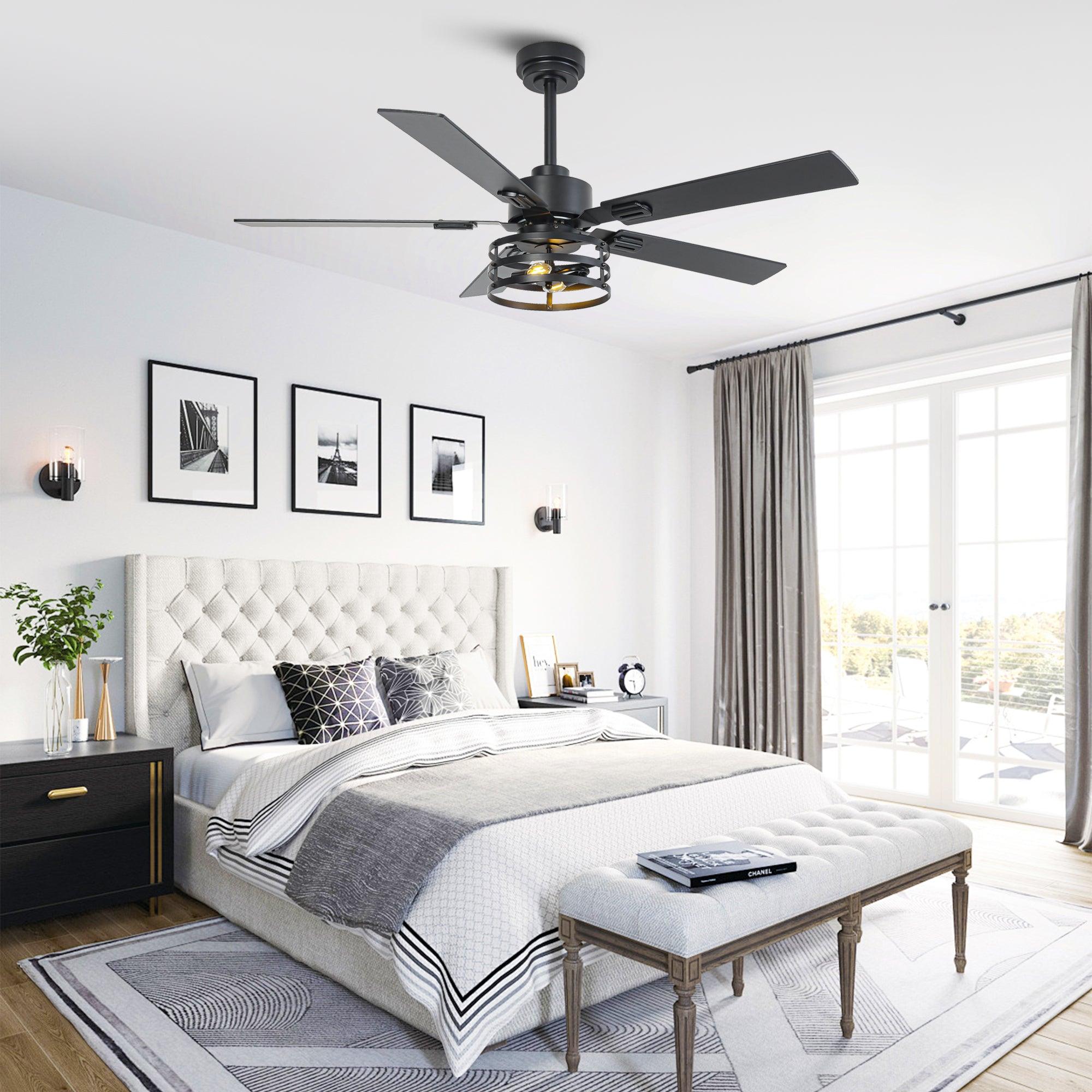 Vaczon 52 Inch 60 Inch Industrial Downrod Ceiling Fan with Light and APP & Remote Control