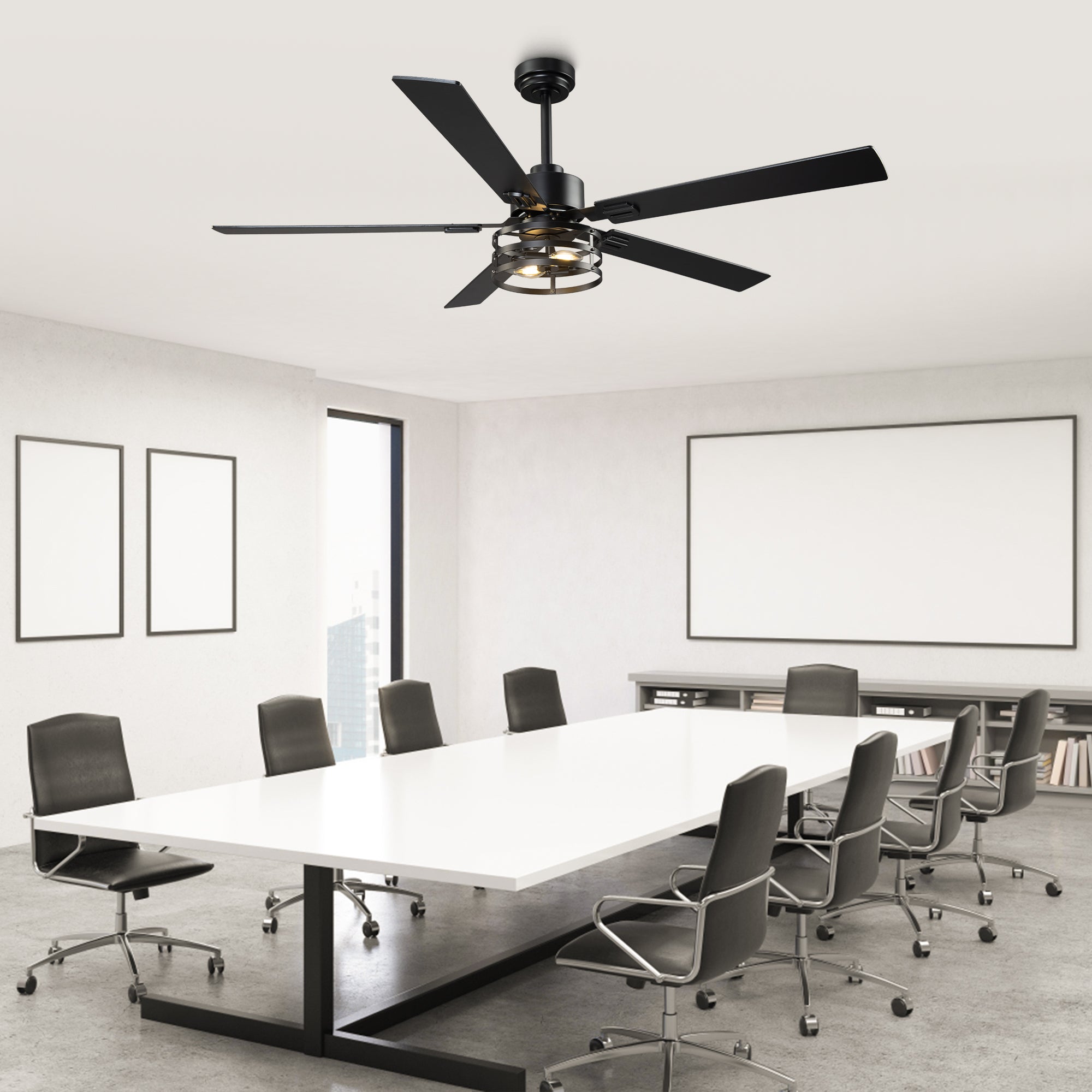 Vaczon 52 Inch 60 Inch Industrial Downrod Ceiling Fan with Light and APP & Remote Control