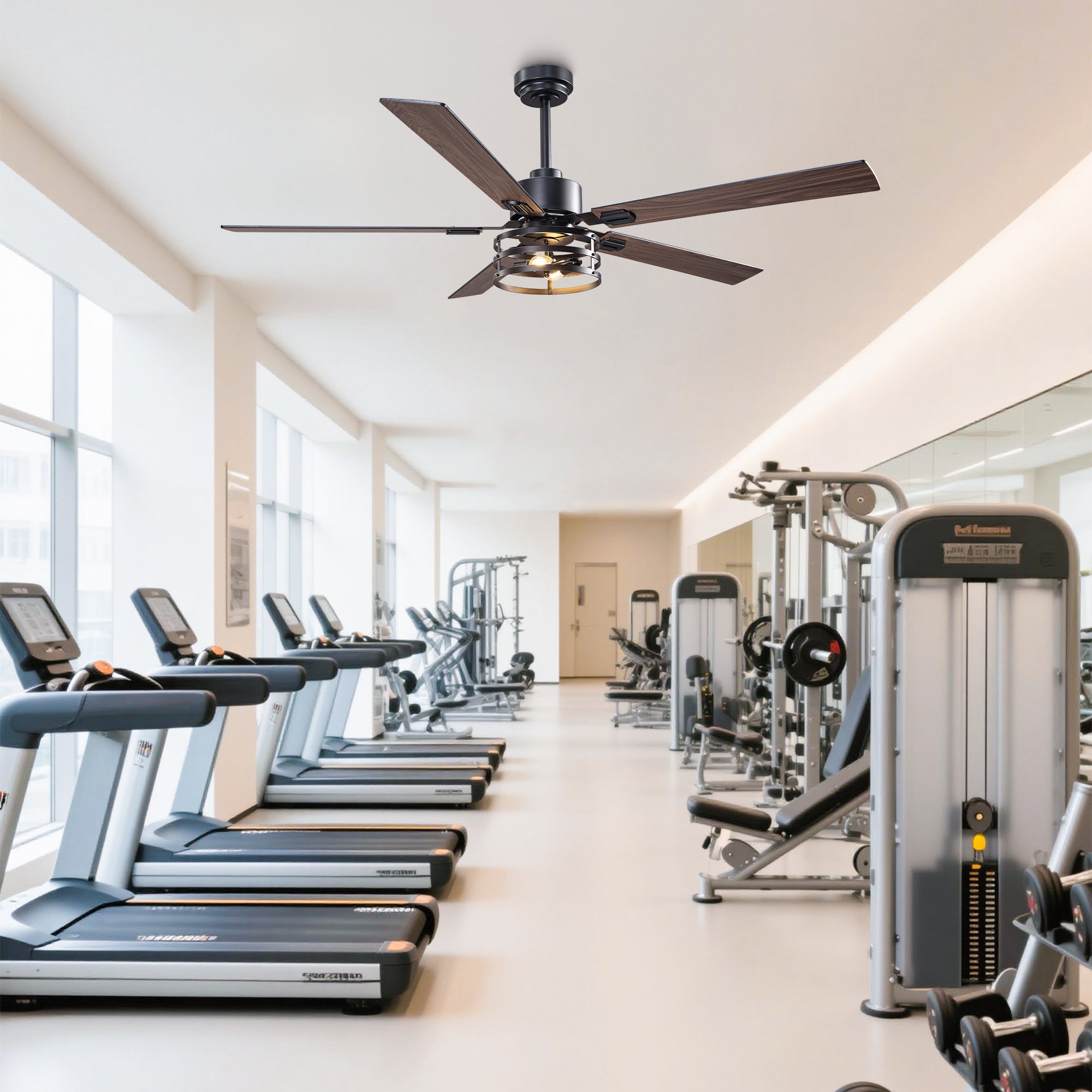 Vaczon 52 Inch 60 Inch Industrial Downrod Ceiling Fan with Light and APP & Remote Control