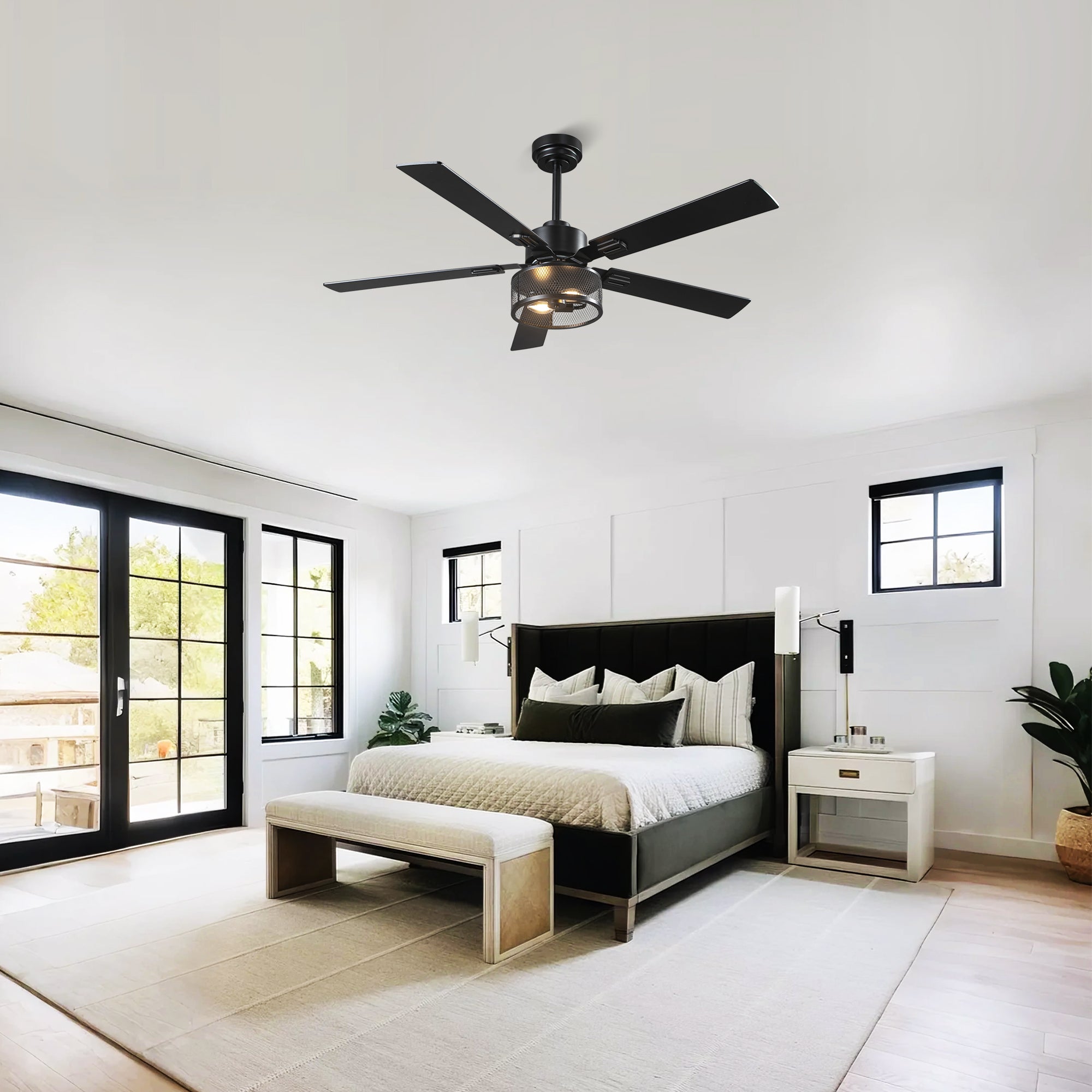 Vaczon 42 Inch 52 Inch 60 Inch Eden Downrod Mount Ceiling Fan with Light and APP & Remote Control