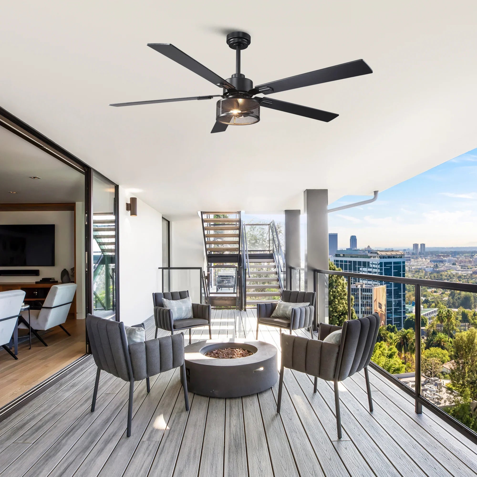 Vaczon 42 Inch 52 Inch 60 Inch Eden Downrod Mount Ceiling Fan with Light and APP & Remote Control