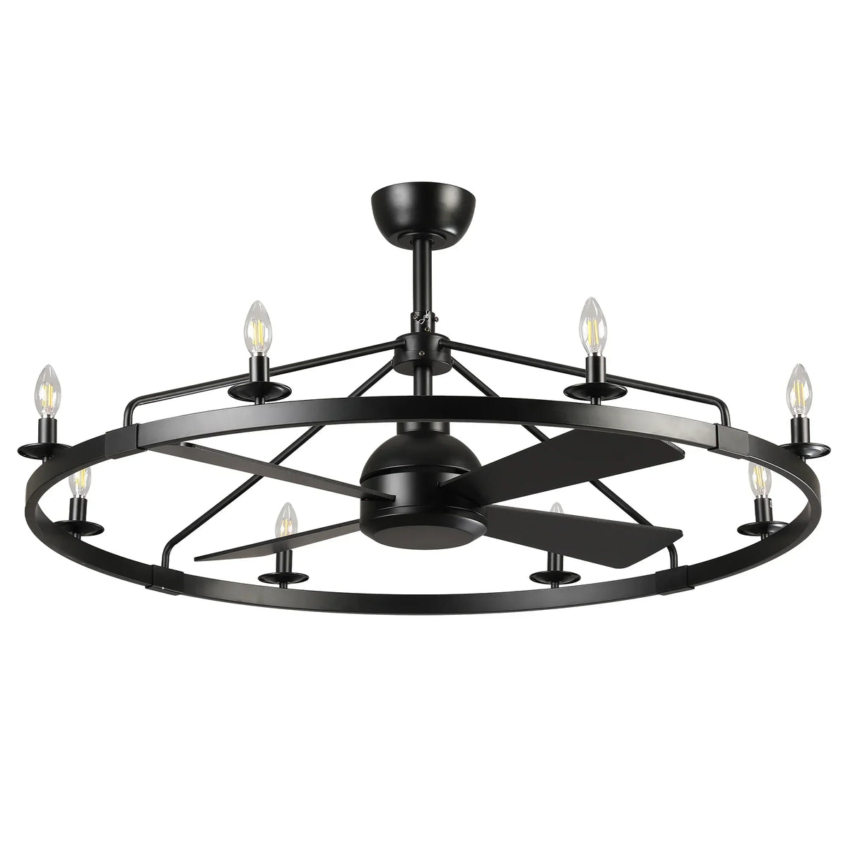 Vaczon 43" Chloe Black Industrial Fandelier with Light and Remote Control