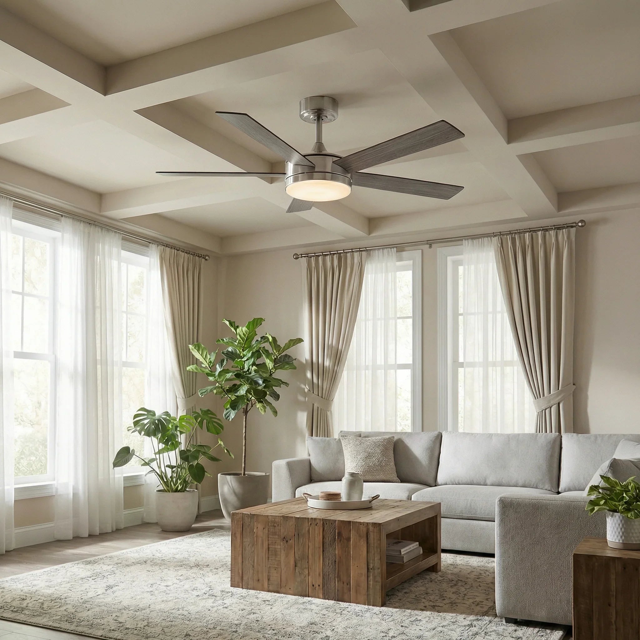 Vaczon 48 Inch Tracy Downrod Mount LED Ceiling Fan with APP & Remote Control