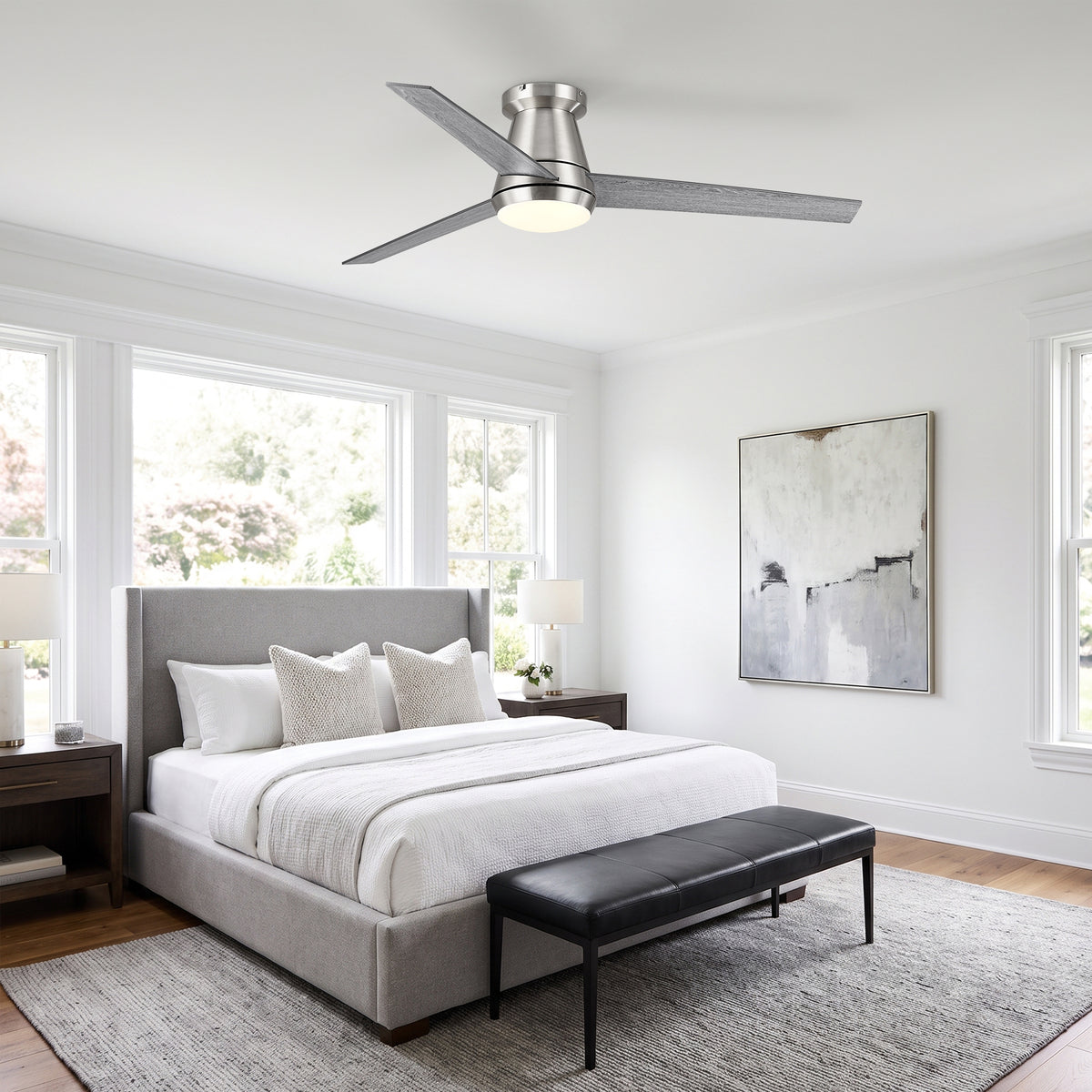 52 Inch Eudora Modern Flush Mount LED Ceiling Fan
