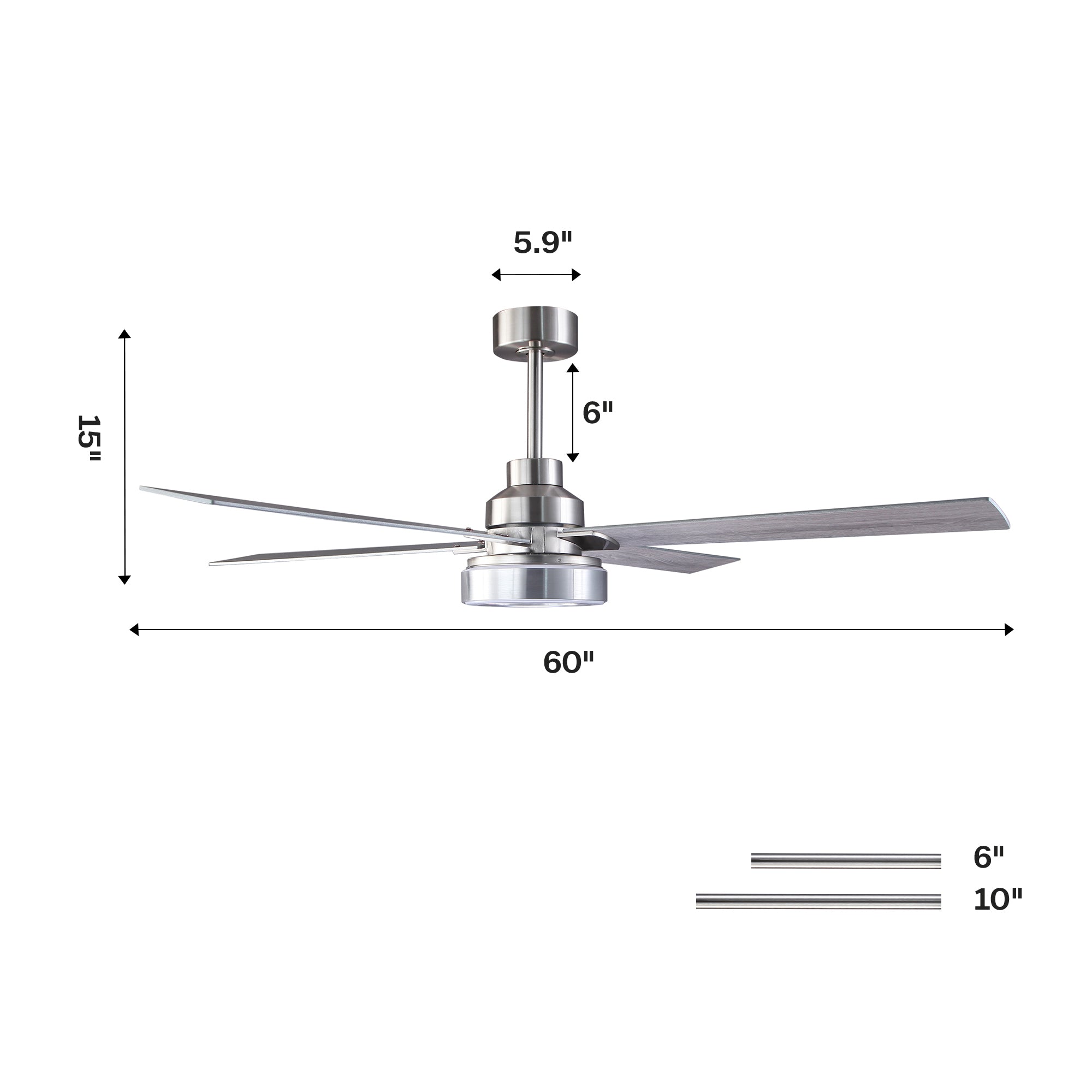 Vaczon 52 Inch 60 Inch Karen Double-sided Blades Smart Fan with LED Light