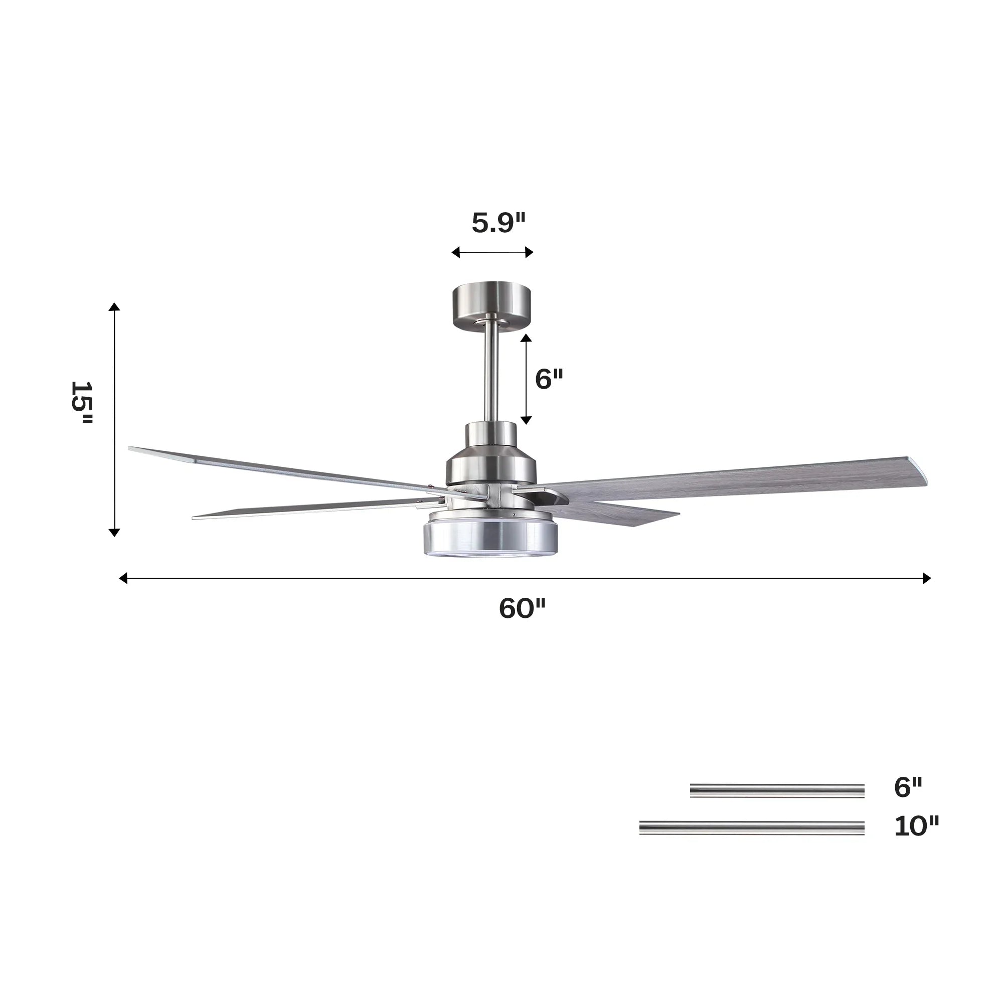 Vaczon 52 Inch 60 Inch Karen Double-sided Blades Smart Fan with LED Light