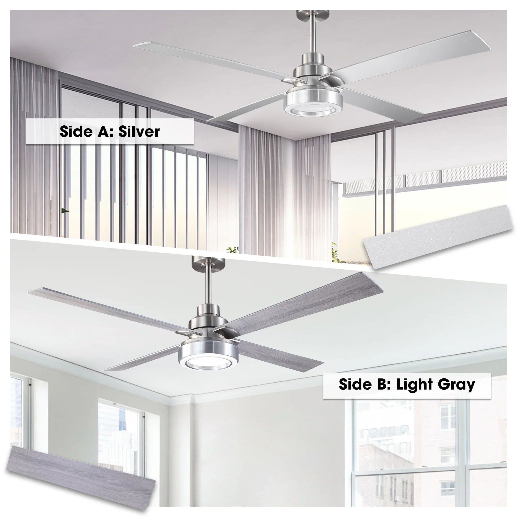 Vaczon 52 Inch 60 Inch Karen Double-sided Blades Smart Fan with LED Light