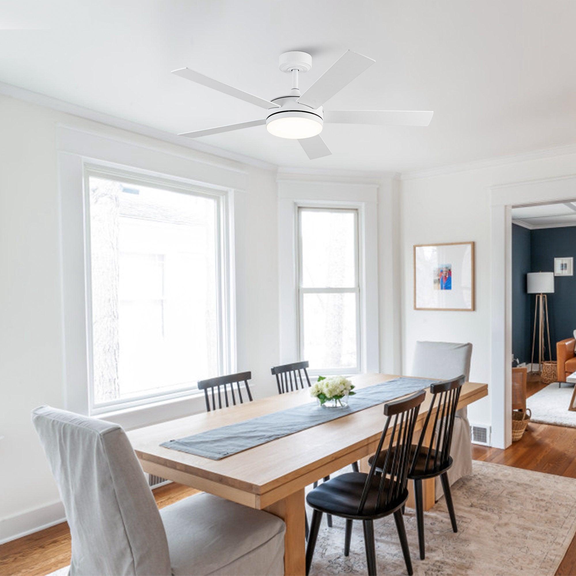 Ventilador de techo industrial Vaczon de 48" con motor de CC y 5 aspas, iluminación LED y control remoto