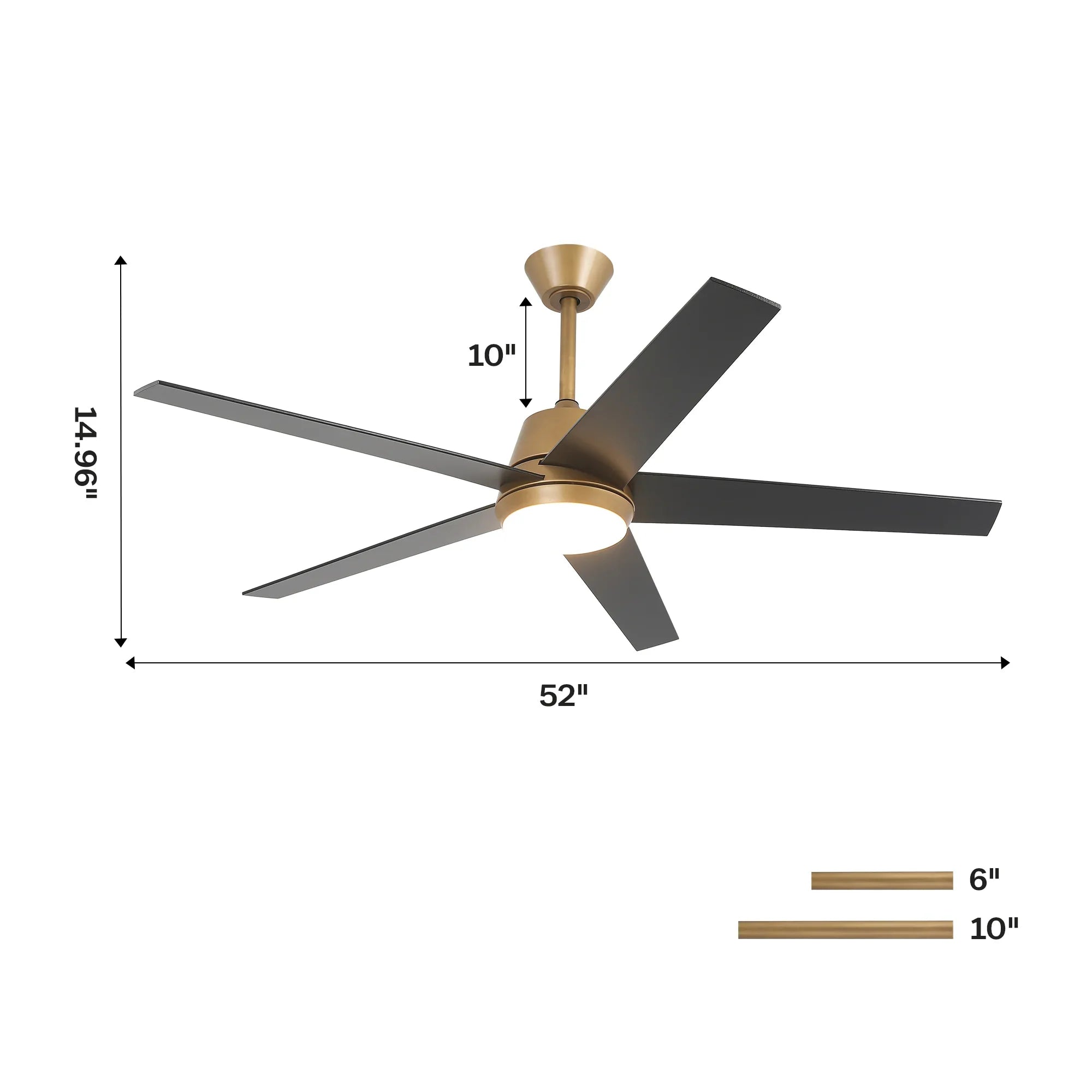 Vaczon 52 Inch Otis Downrod Mount LED Ceiling Fan with APP & Remote Control