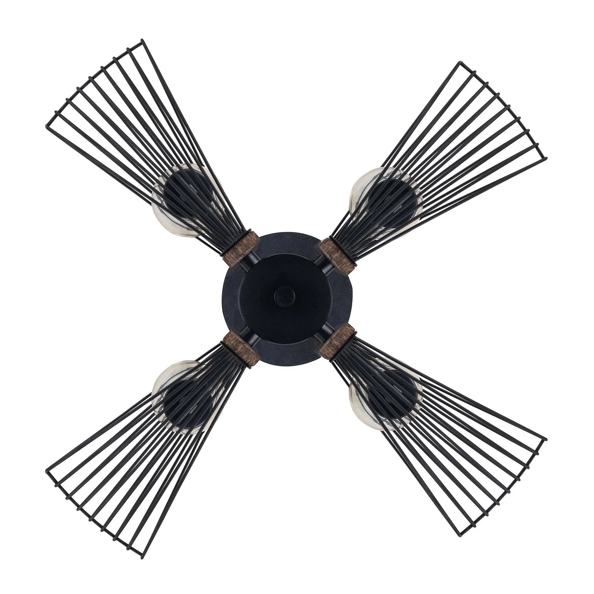 Zenith 4-Light Black & Wood Dimmable Island Pendant Light