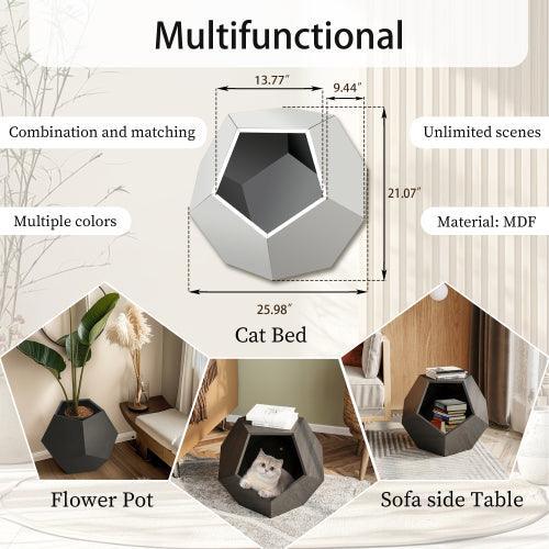 Mueble moderno para mascotas de 25,98 pulgadas, transportador de gatos, mesa auxiliar de sofá, macetero de MDF, mueble multifuncional, zumaque birmano