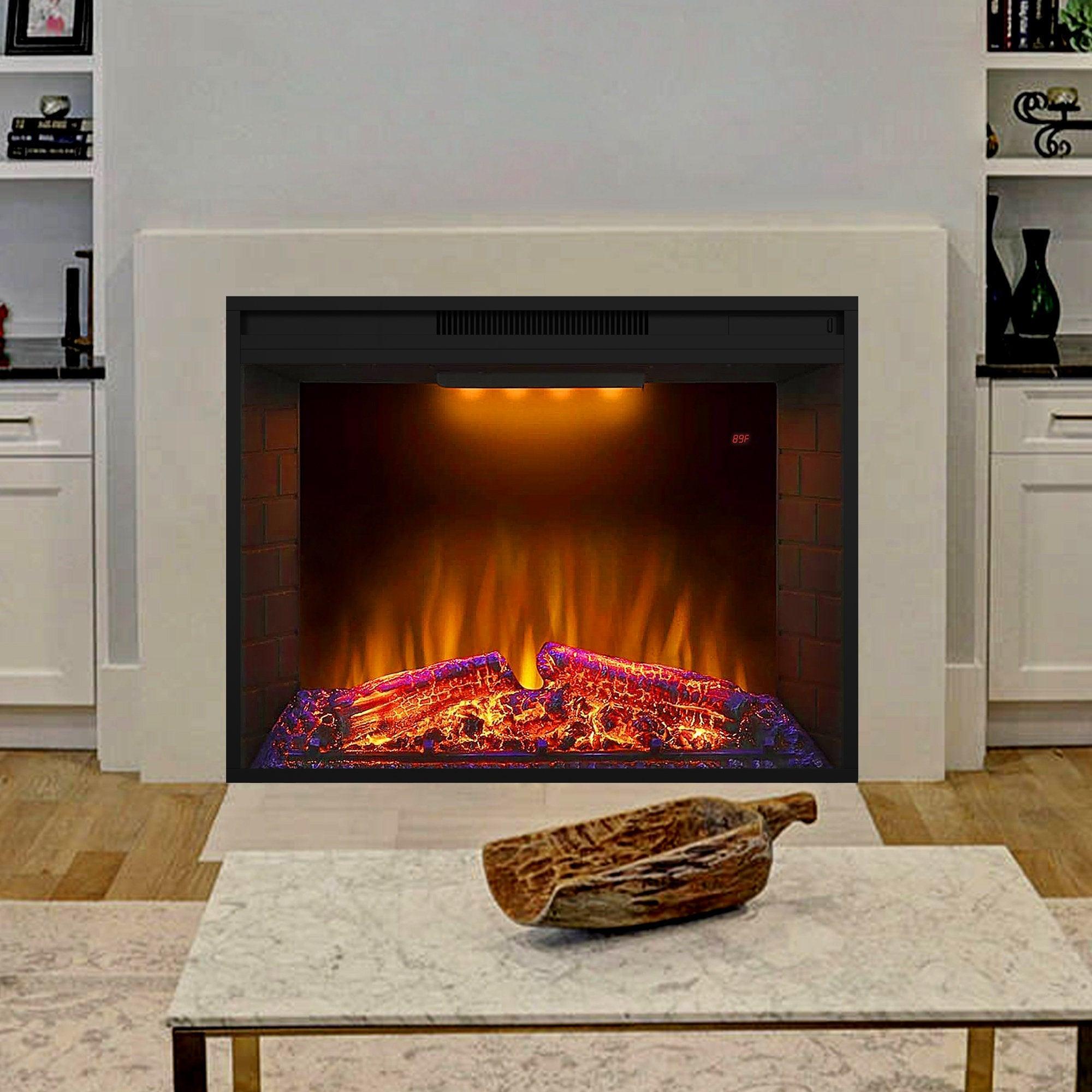 Black Electric Fireplace Heater Insert with Overheating Protection and Remote Control - ParrotUncle