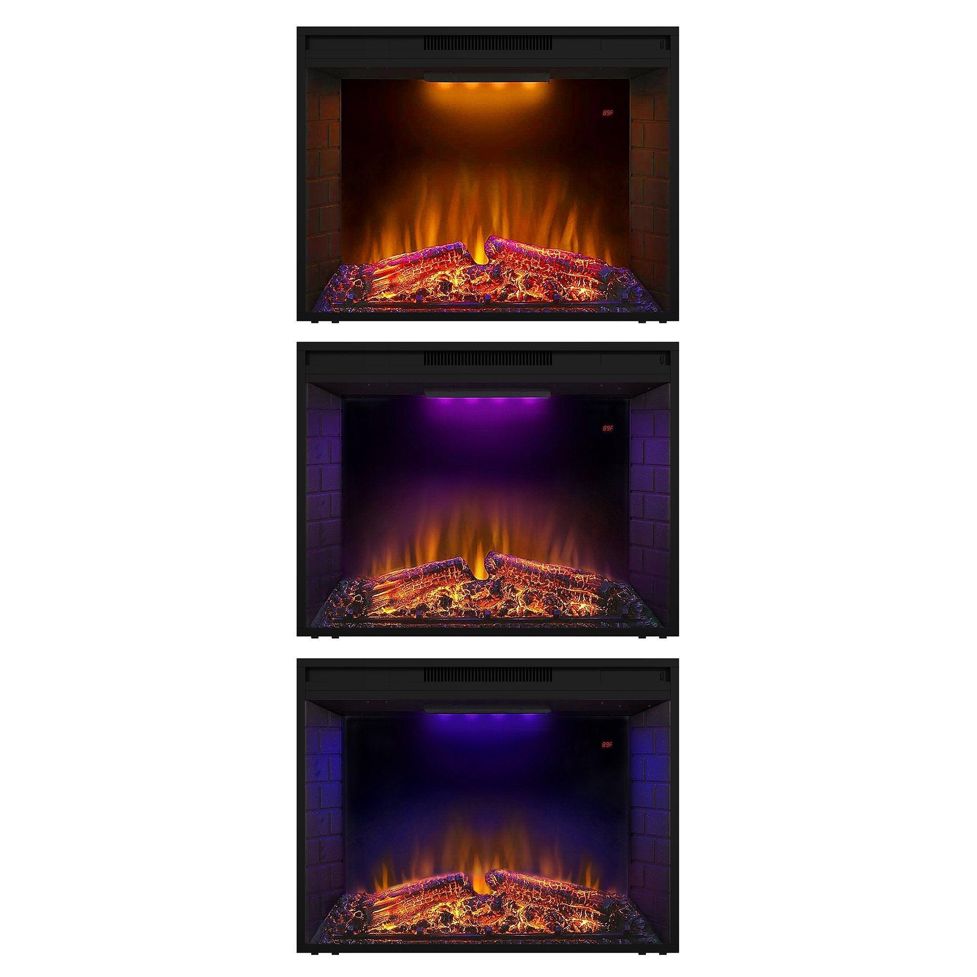 Black Electric Fireplace Heater Insert with Overheating Protection and Remote Control - ParrotUncle
