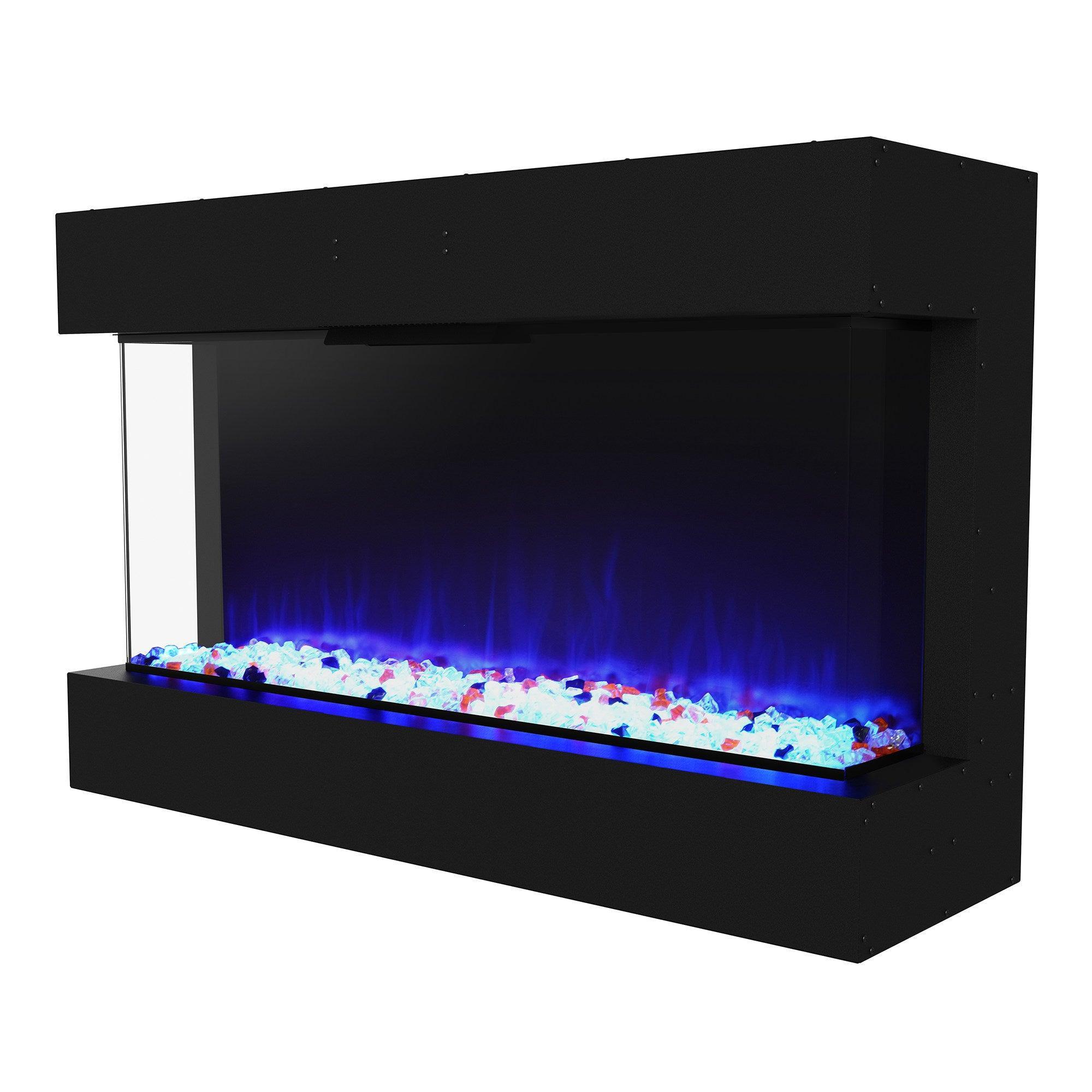 Black Recessed or Wall-Mount Electric 3-Color Flame with LED Light Fireplace - ParrotUncle