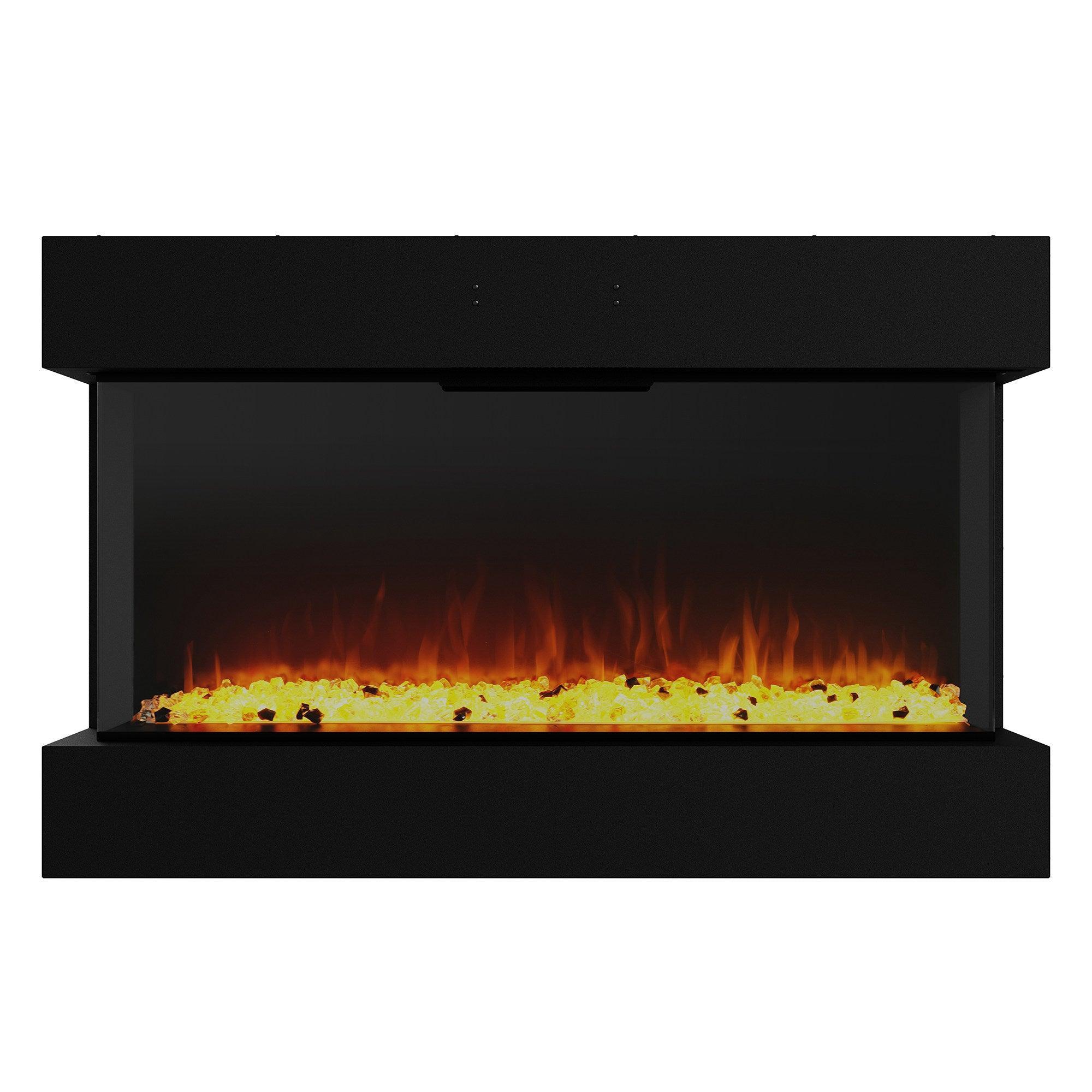 Black Recessed or Wall-Mount Electric 3-Color Flame with LED Light Fireplace - ParrotUncle