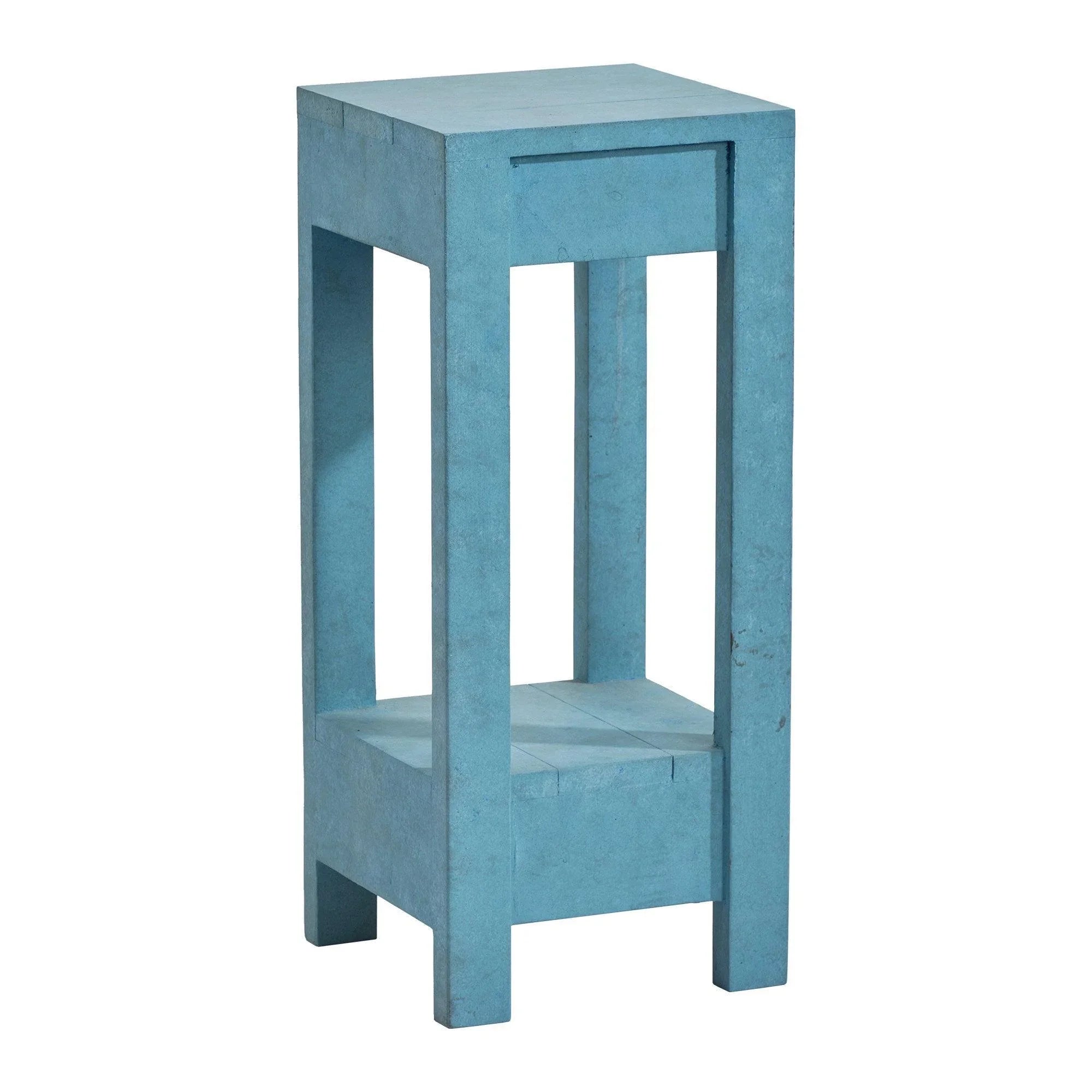 Blue Rectangle Wood Side Table - ParrotUncle