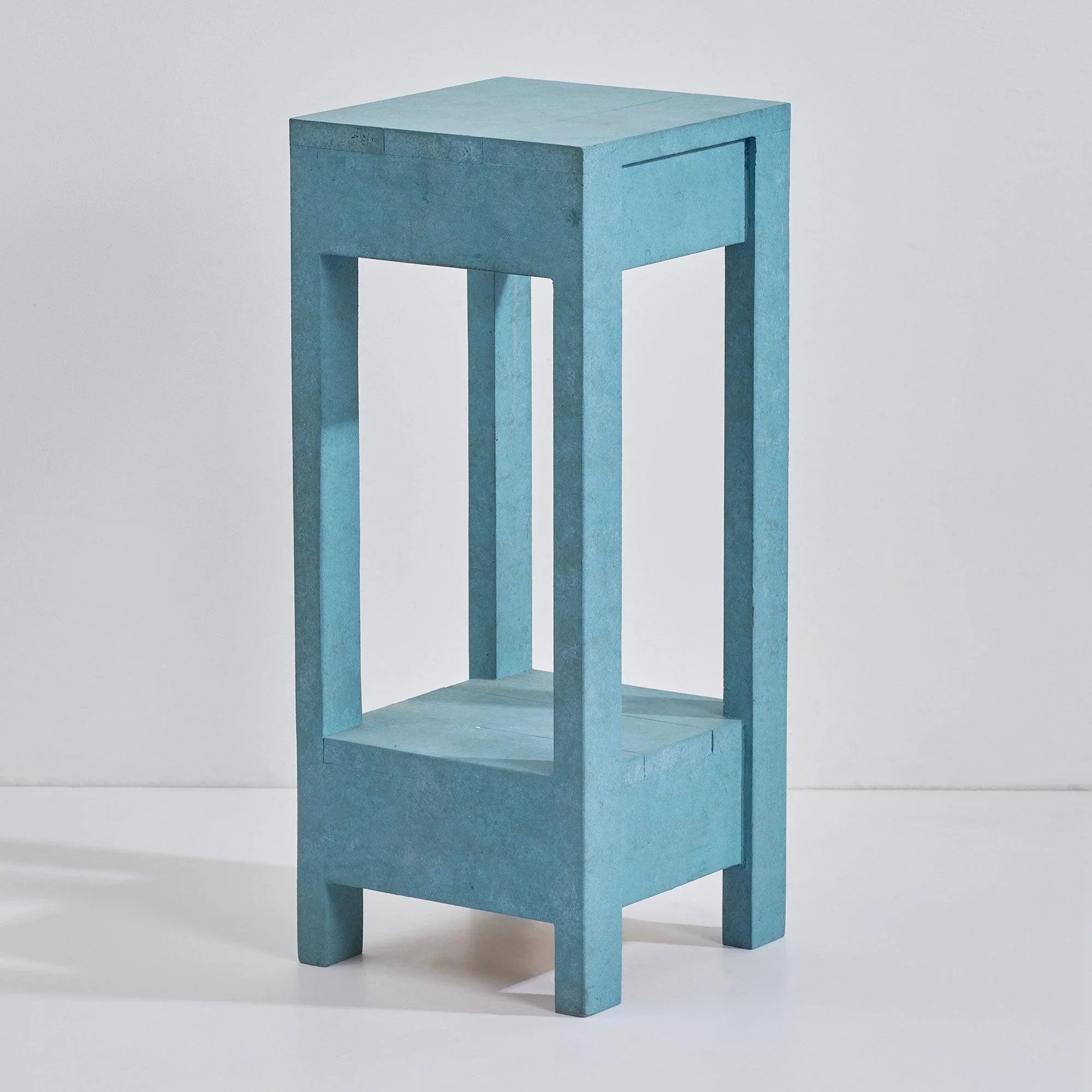 Blue Rectangle Wood Side Table - ParrotUncle