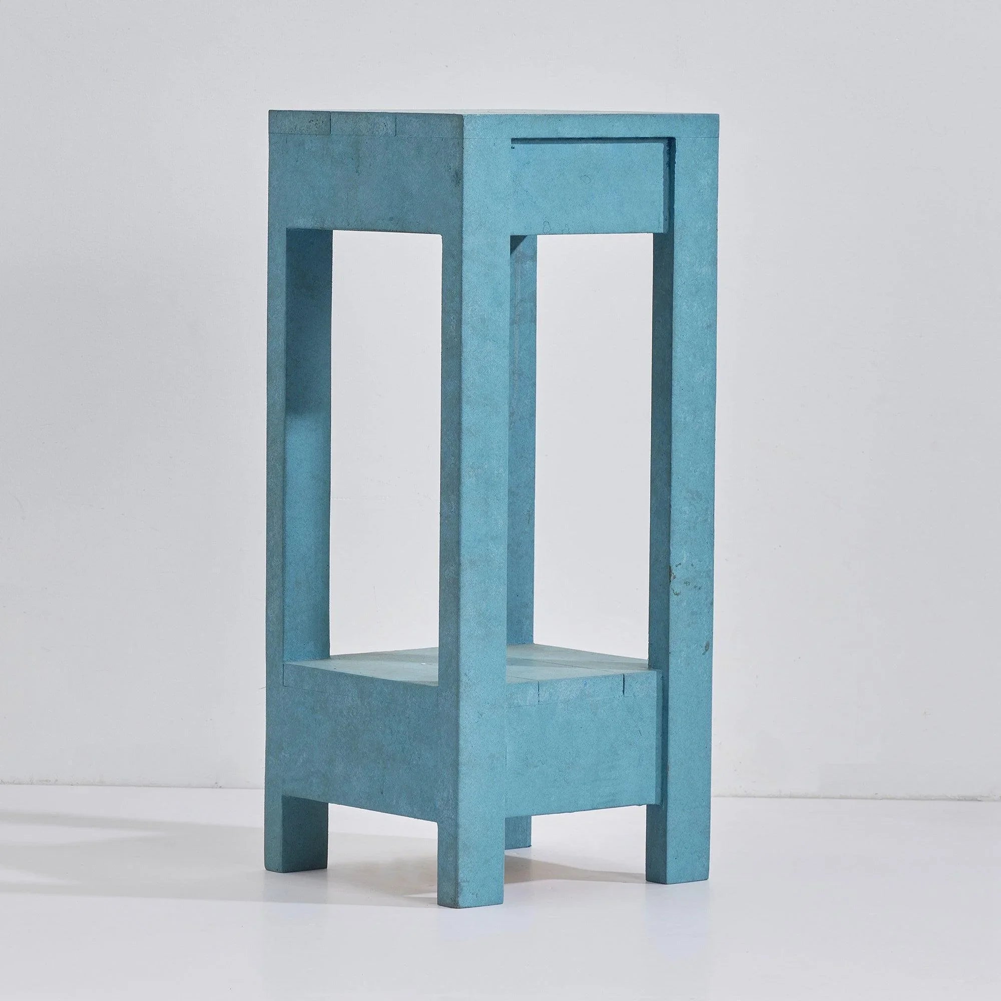 Blue Rectangle Wood Side Table - ParrotUncle