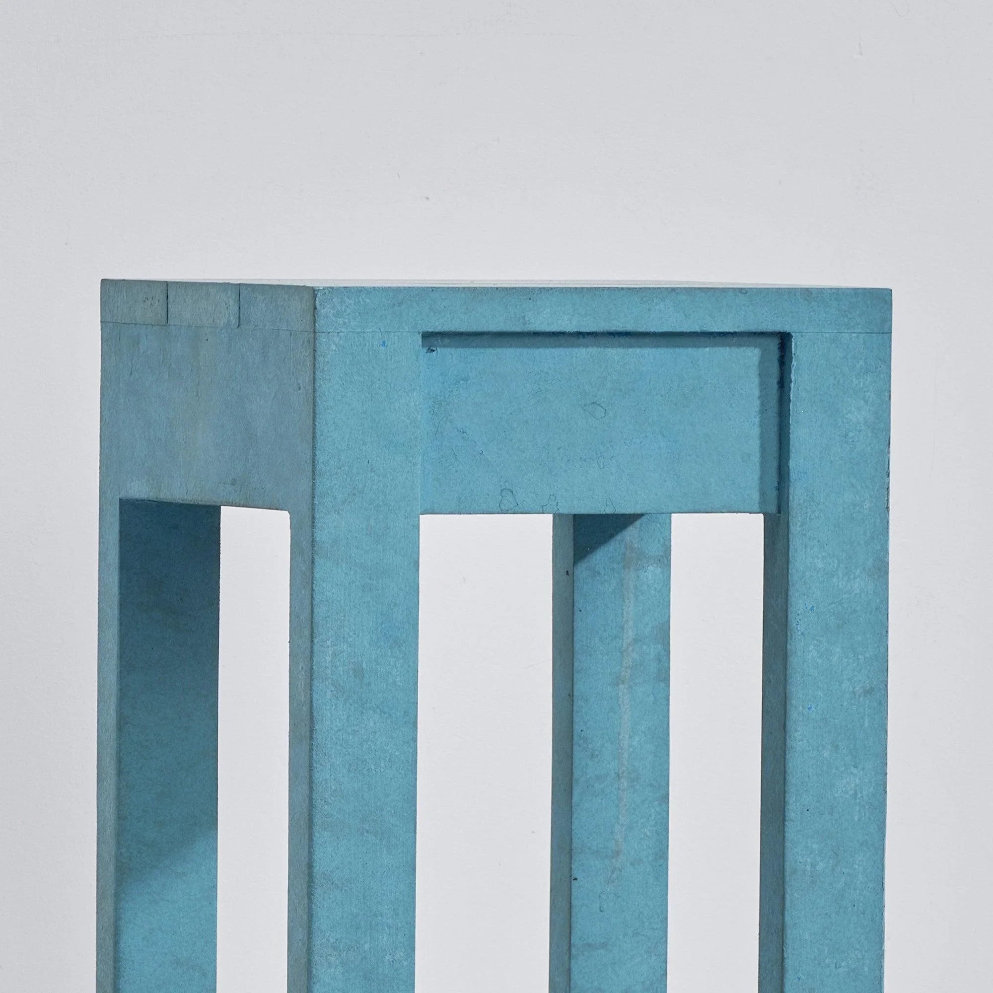 Blue Rectangle Wood Side Table - ParrotUncle