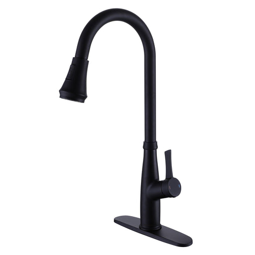 Concealed valve shower system Matte Black 1-Handle Deck-Mount High-Arc Handle Kitchen Faucet (Deck Plate Included) - ParrotUncle