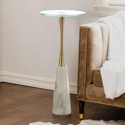 Golden Marble & Metal Table with Pedestal Base - ParrotUncle