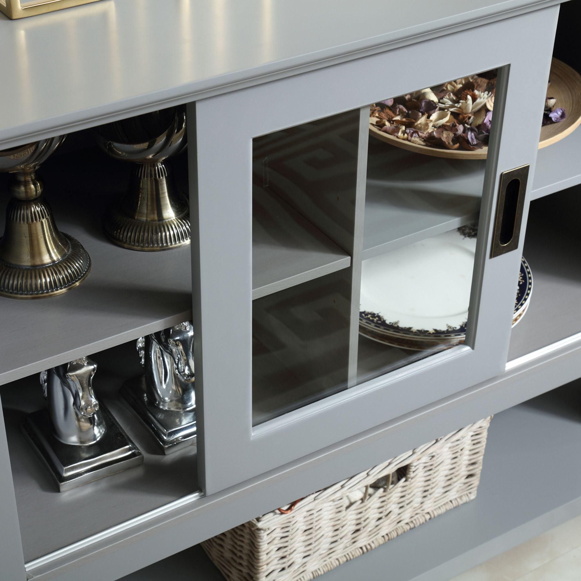 Gray MDF Console Cabinet with Sliding Door - ParrotUncle