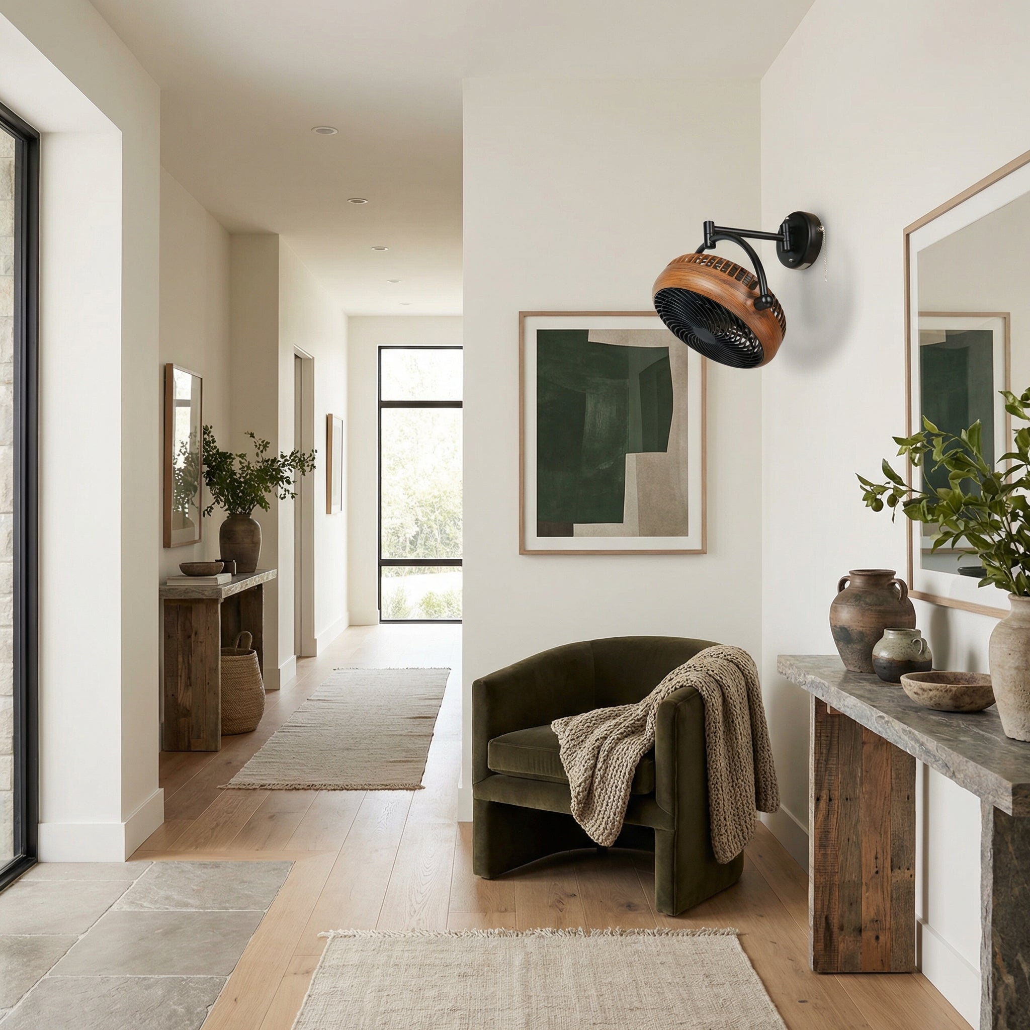 Ventilador de techo industrial para baño de 13" con cadena