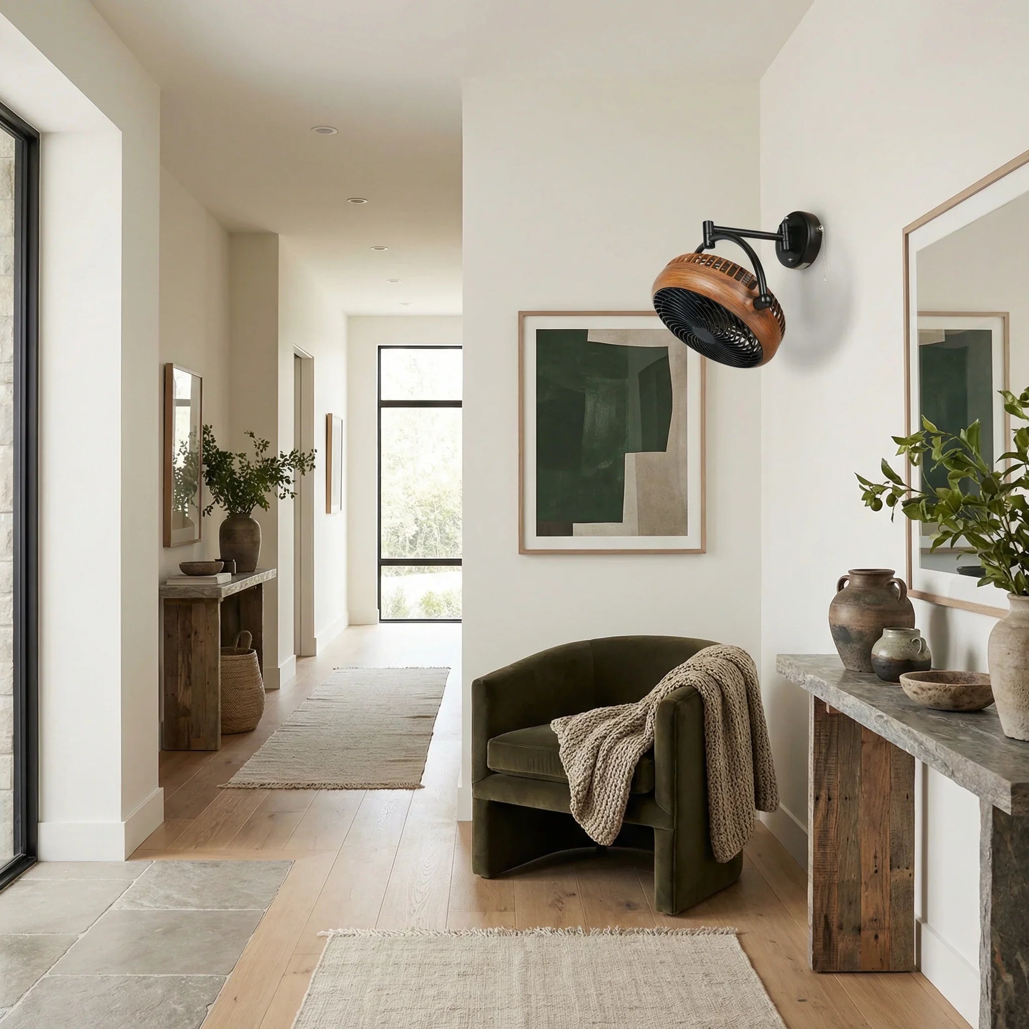 13" Industrial Bathroom Ceiling Fan with Pull Chain