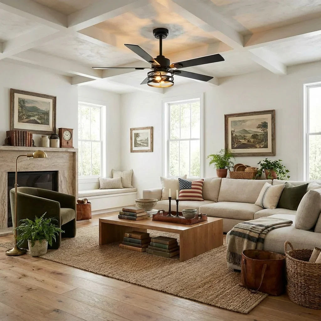 Vaczon 52 Inch 60 Inch Industrial Downrod Ceiling Fan with Light and APP & Remote Control