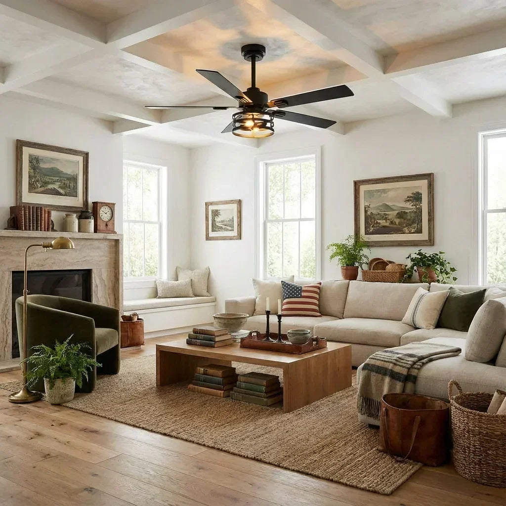 Vaczon 52 Inch 60 Inch Industrial Downrod Ceiling Fan with Light and APP & Remote Control