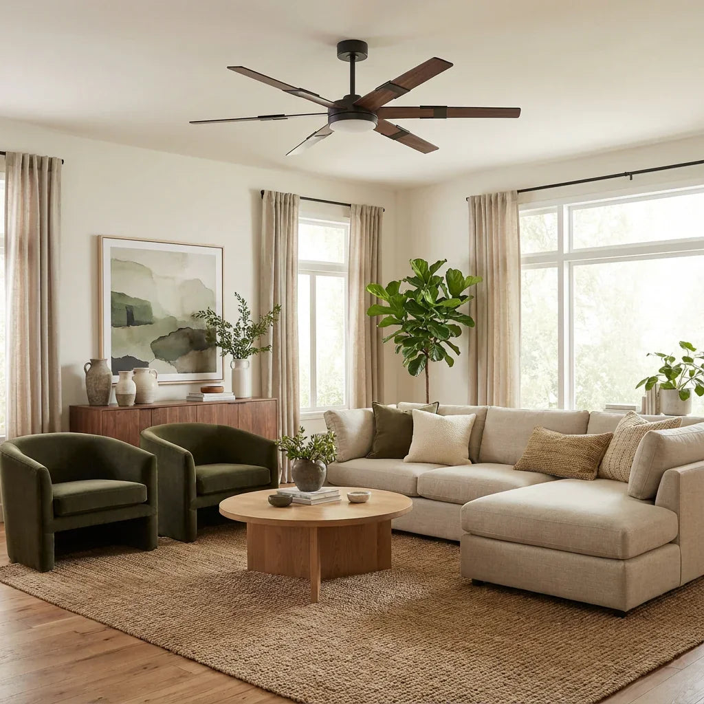 Vaczon 60 Inch Industrial Double-sided Blades LED Ceiling Fan with APP & Remote Control