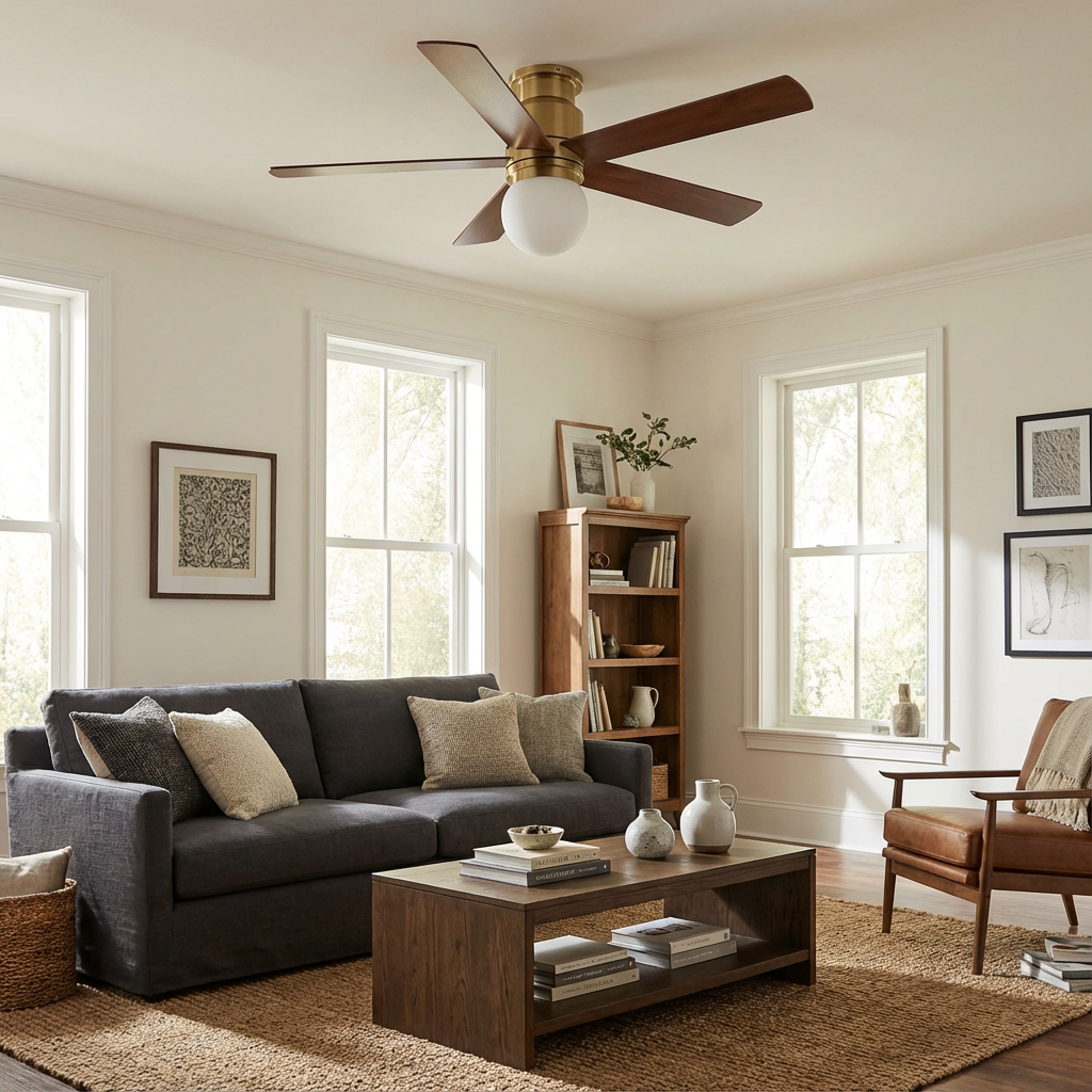 52 Inch Fanny Double-sided Blades Flush Mount LED Ceiling Fan with Remote Control