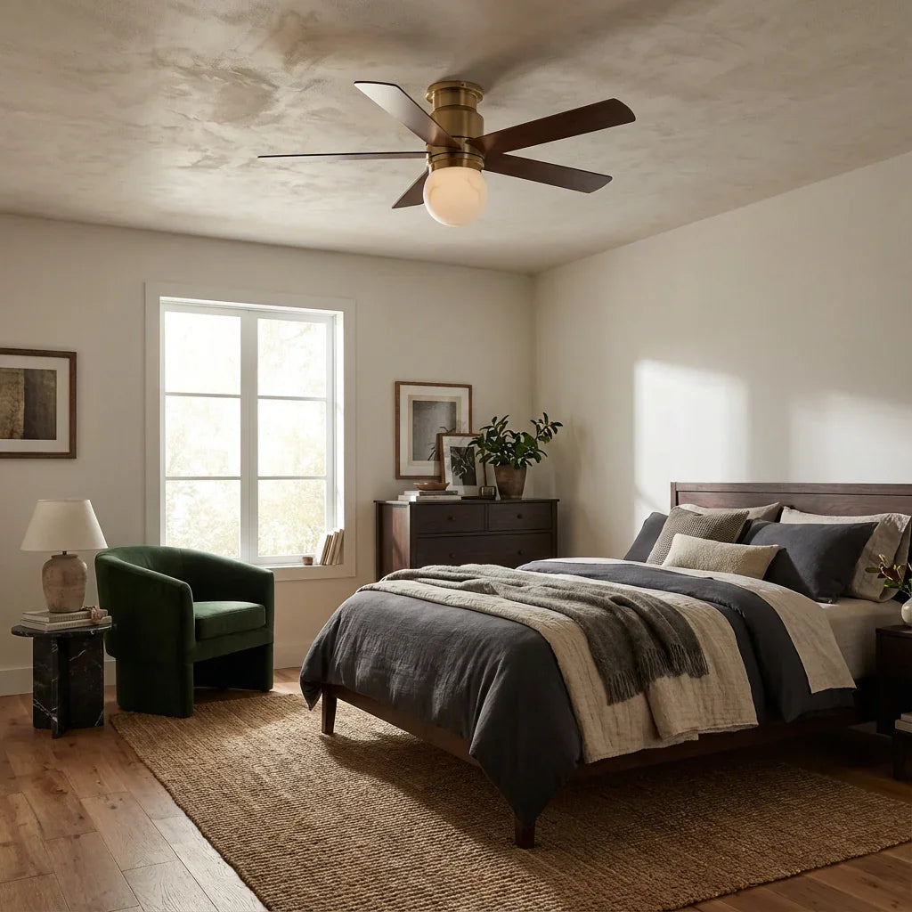 52 Inch Fanny Double-sided Blades Flush Mount LED Ceiling Fan with Remote Control