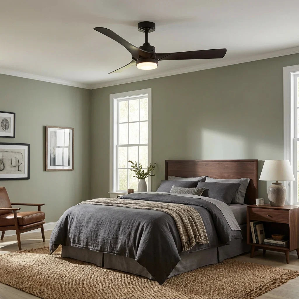 52 Inch Ivy Industrial Downrod Mount LED Ceiling Fan with Remote Control