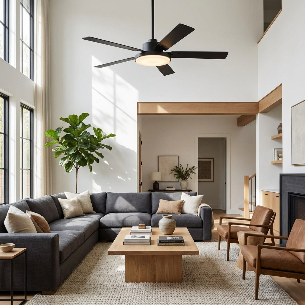 Vaczon 52 Inch Double-sided Blades Modern Ceiling Fan with Remote Control and LED Light