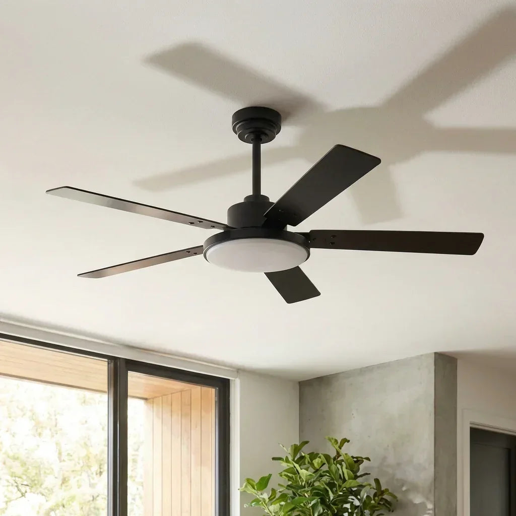 Vaczon 52 Inch 5 Blades DC Motor Modern Downrod Ceiling Fan with LED Light and Remote Control