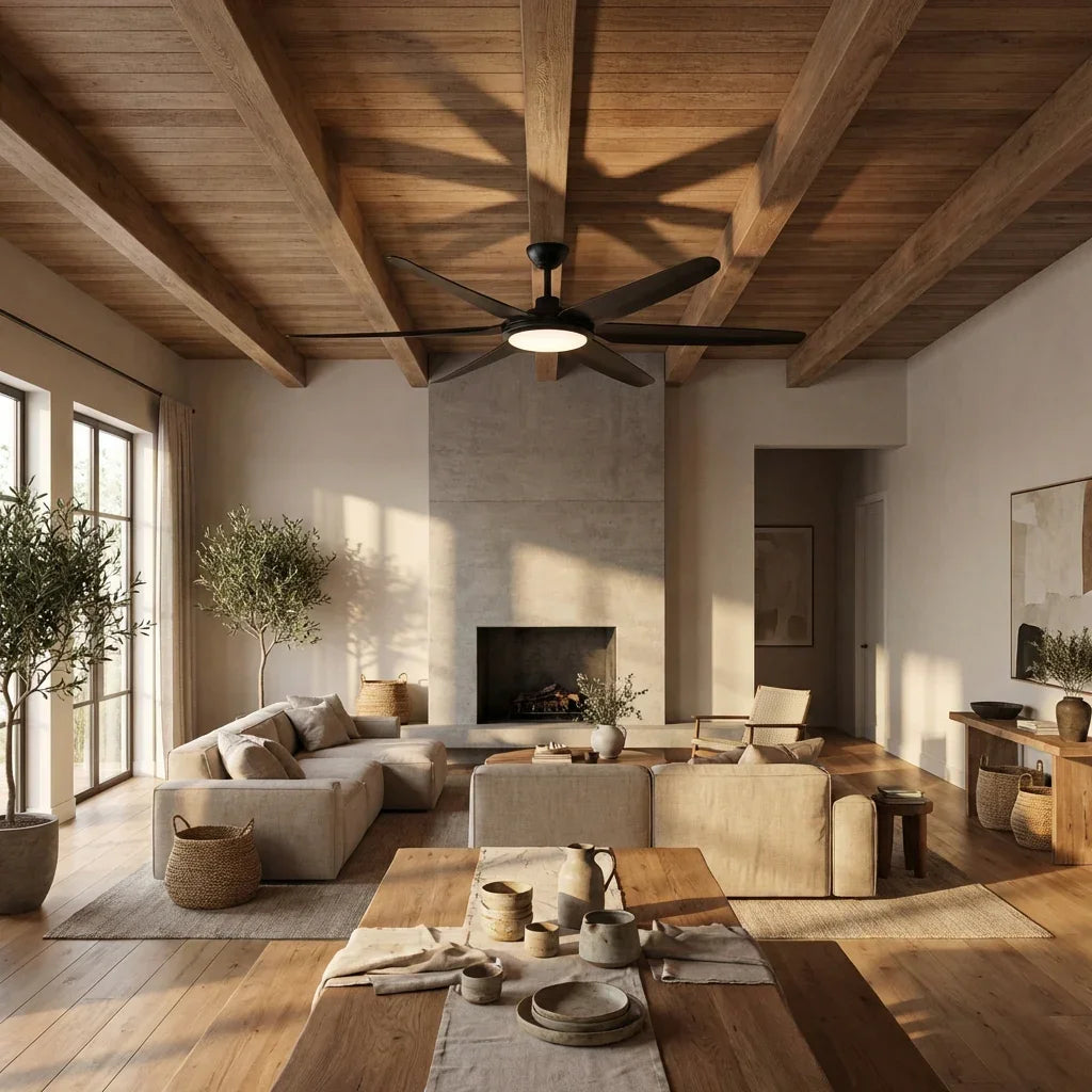 65" Industrial DC Motor Downrod Mount Ceiling Fan with Lighting and Remote Control