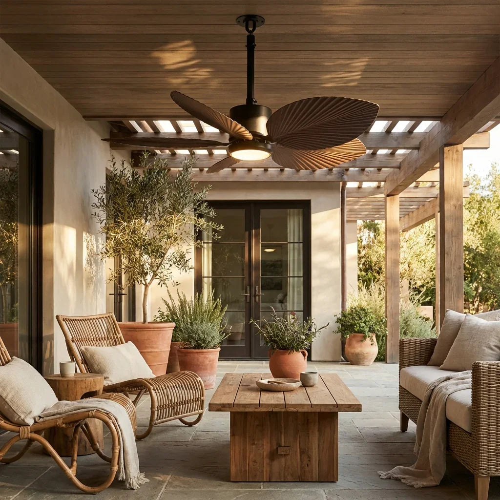 42 Inch Wythe IPX5 Outdoor Hanging Buckle Downrod LED Fan with Remote Control