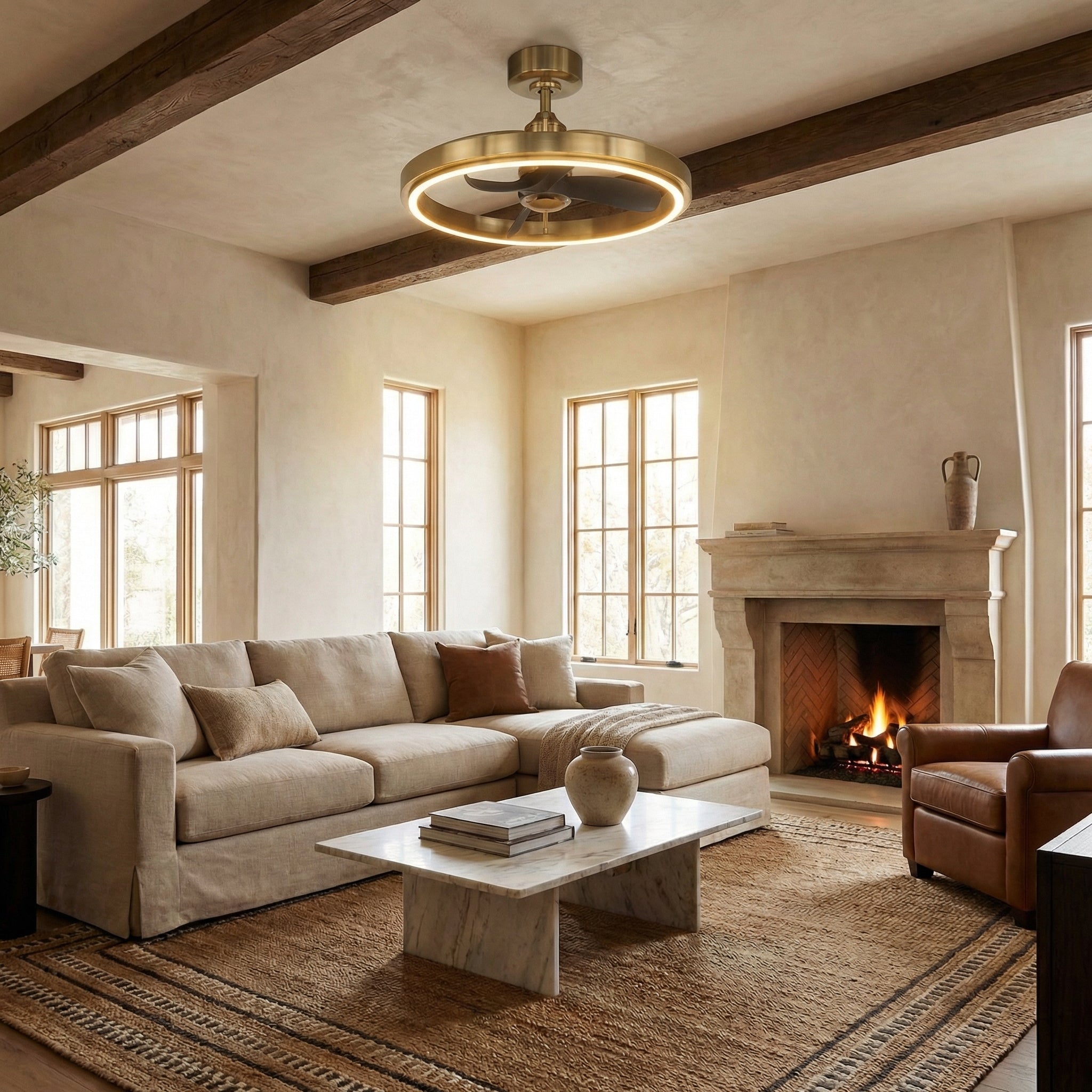 27" Arthur Industrial DC Motor Downrod Mount Ceiling Fan with Lighting and Remote Control