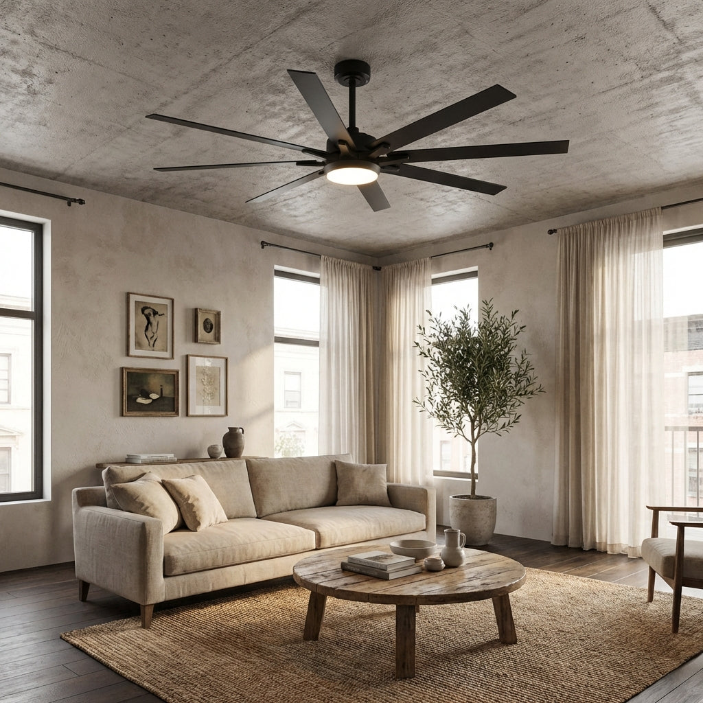 65 Inch Teresa Modern Double-sided Blades Ceiling Fan with Remote Control and LED Light