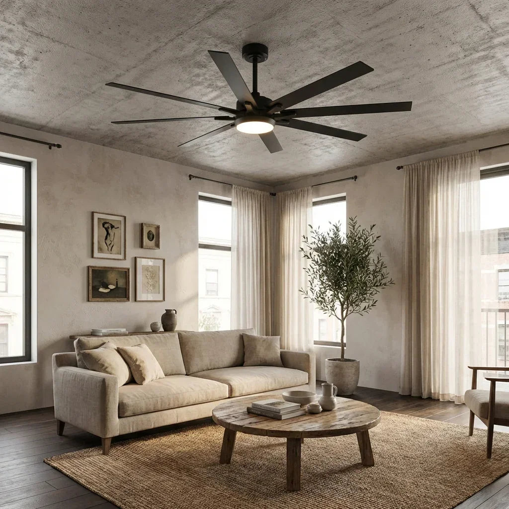 65 Inch Teresa Modern Double-sided Blades Ceiling Fan with Remote Control and LED Light